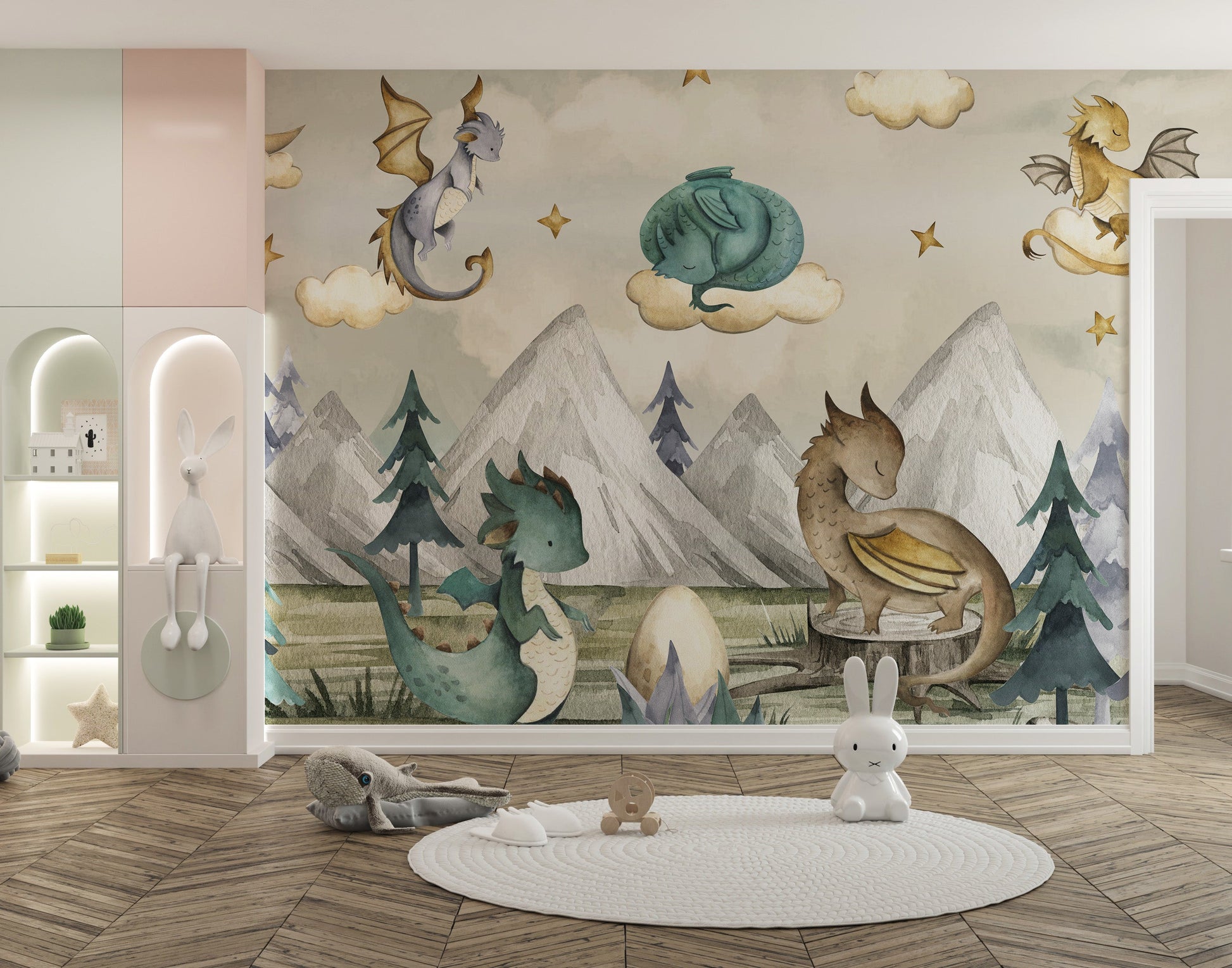 Dragon Fantasy World Wallpaper Mural - Giffywalls