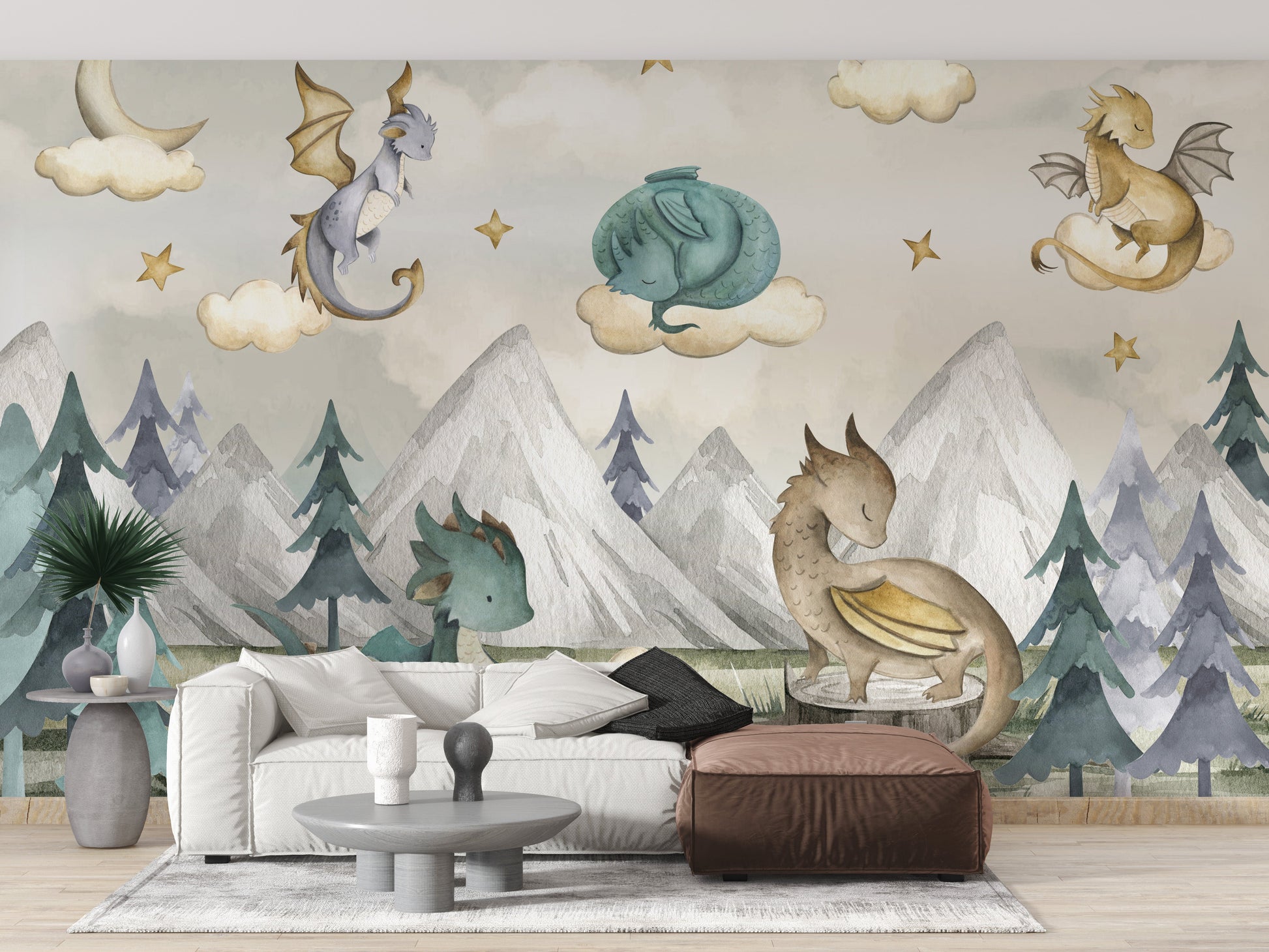 Dragon Fantasy World Wallpaper Mural - Giffywalls