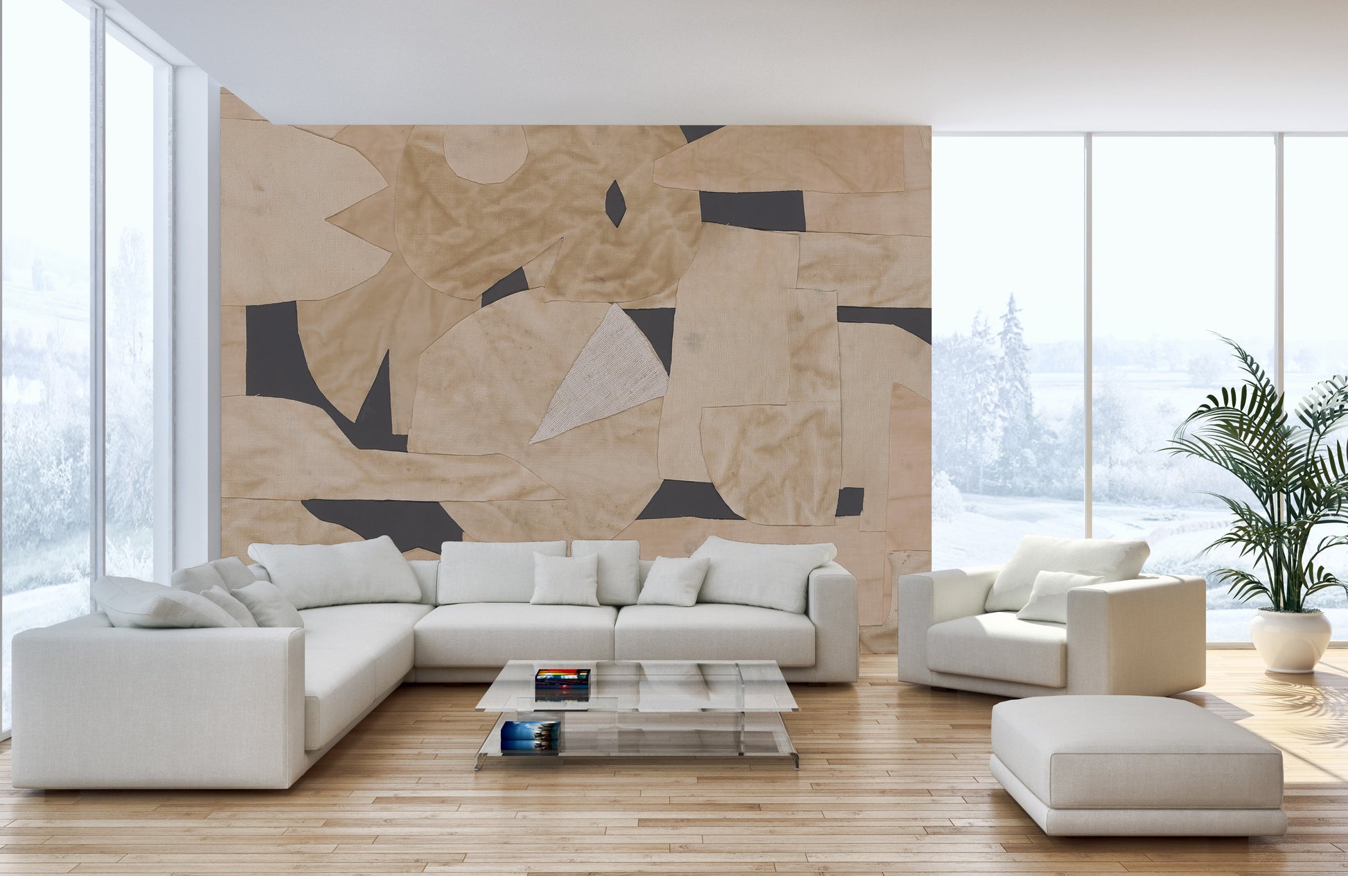 Abstract Fabric Collage Wall Mural - Giffywalls