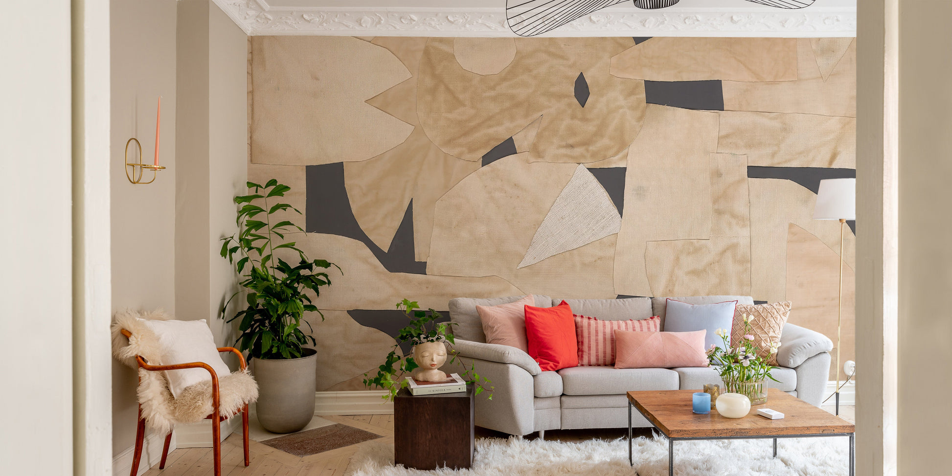 Abstract Fabric Collage Wall Mural - Giffywalls