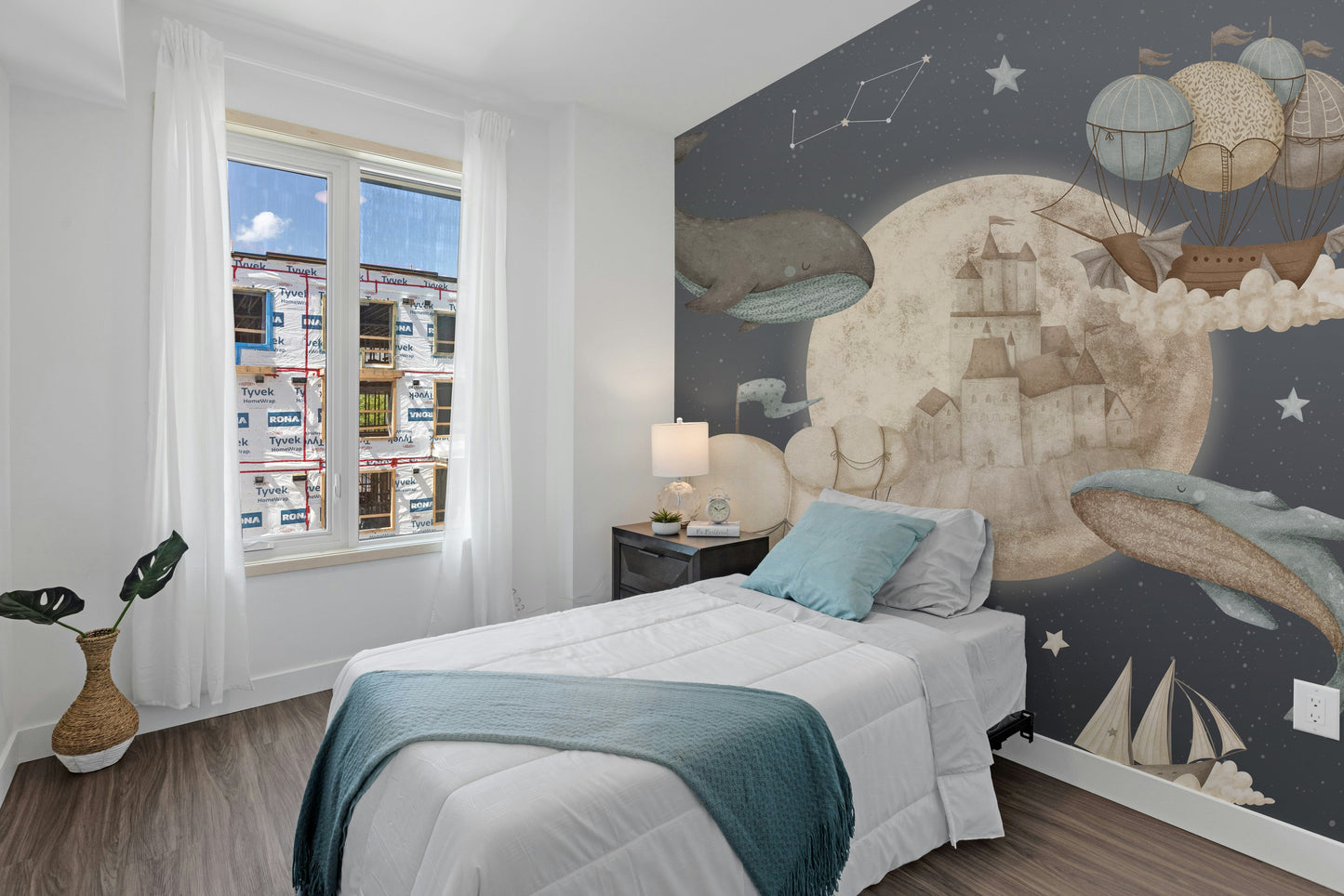 Flying Whales Boat Wall Mural - Giffywalls