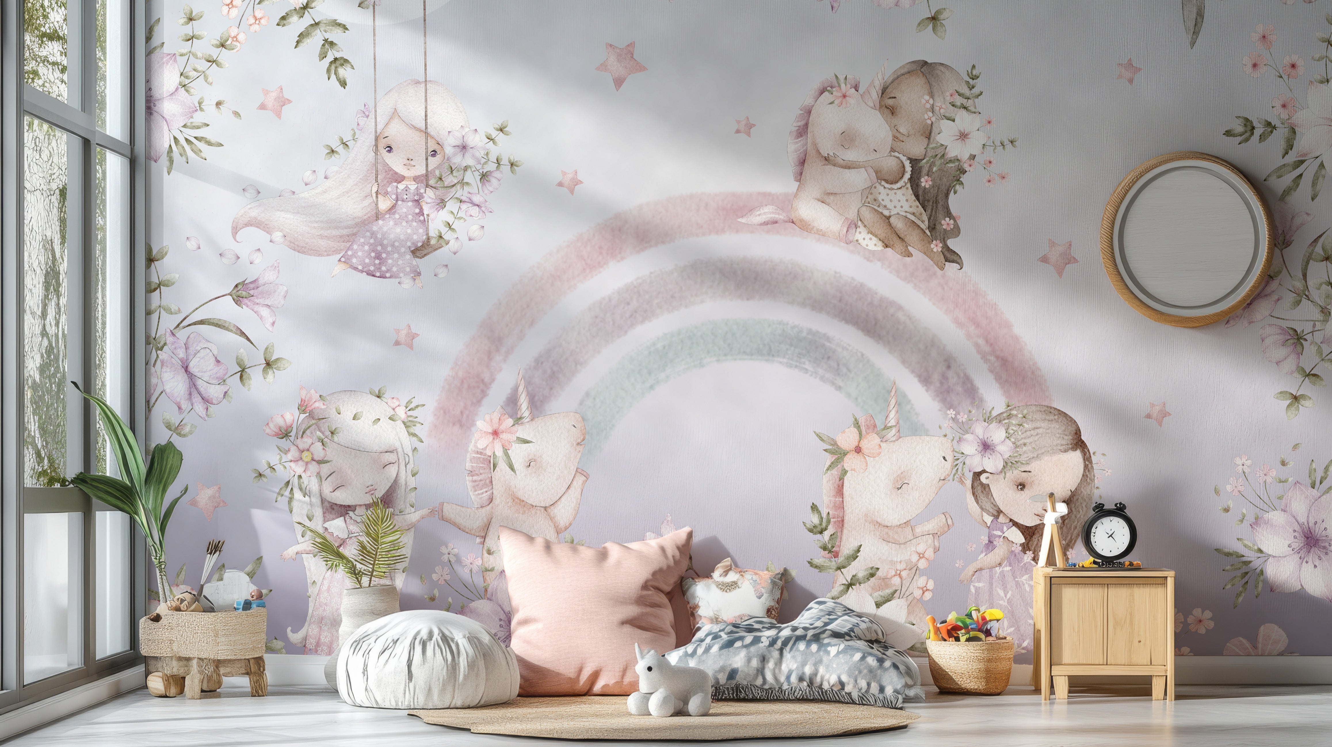 Whimsical Rainbow Wall Mural - Giffywalls