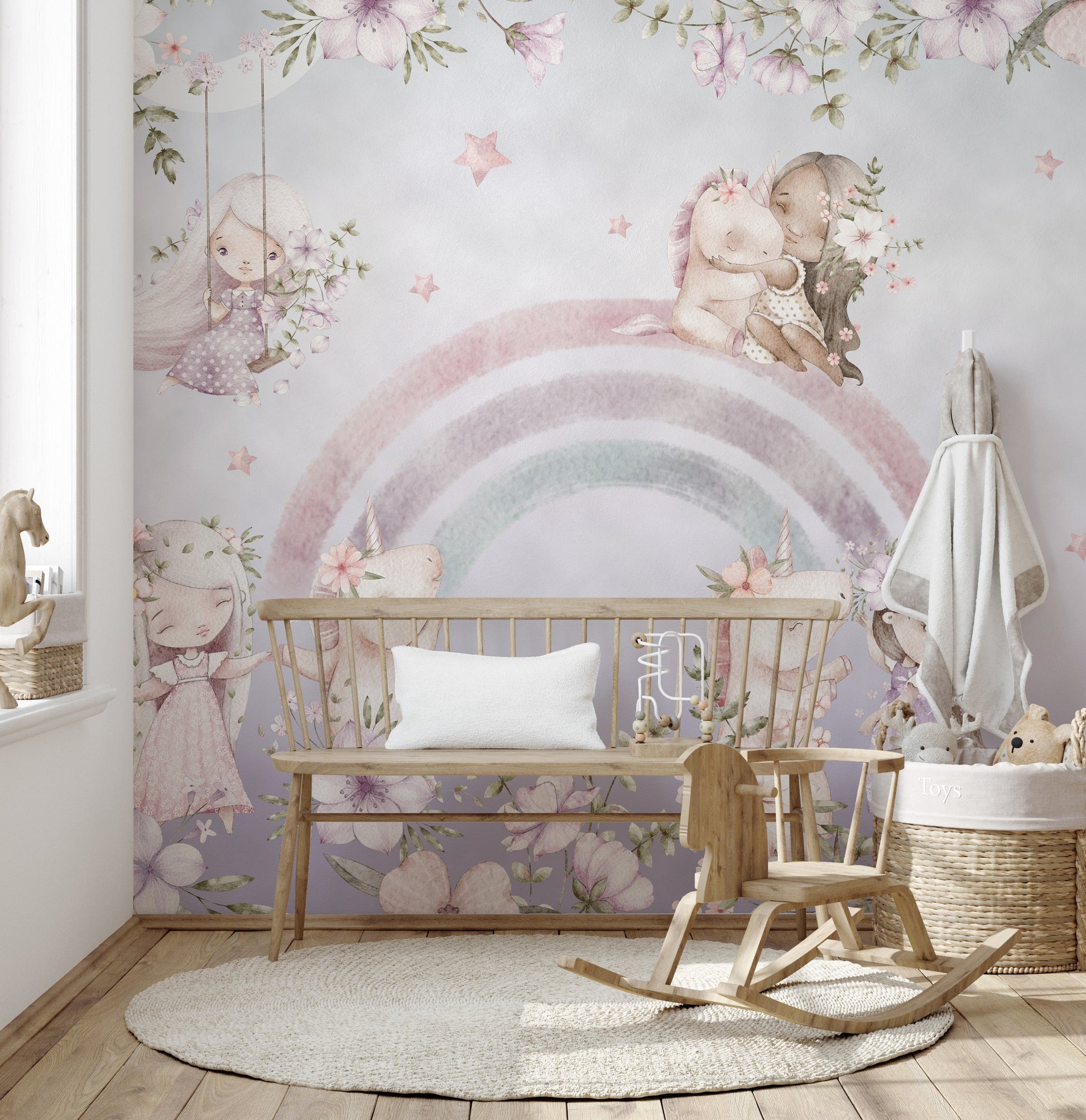 Whimsical Rainbow Wall Mural - Giffywalls