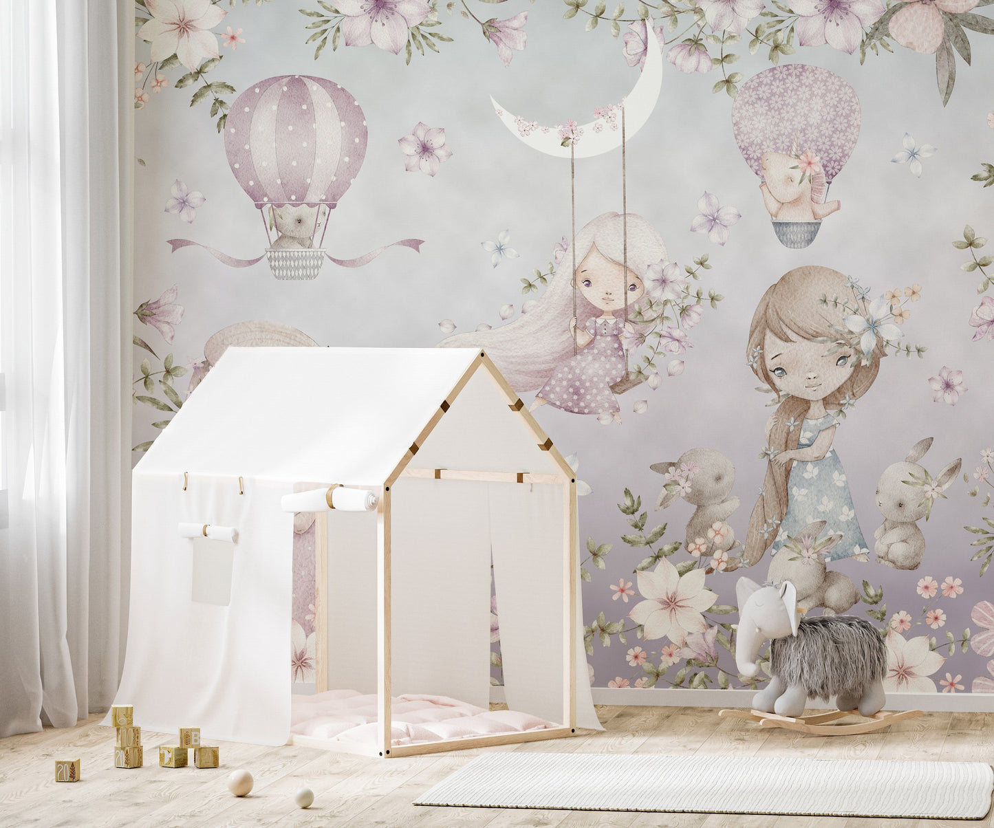 Pink Garden Wallpaper Mural - Giffywalls