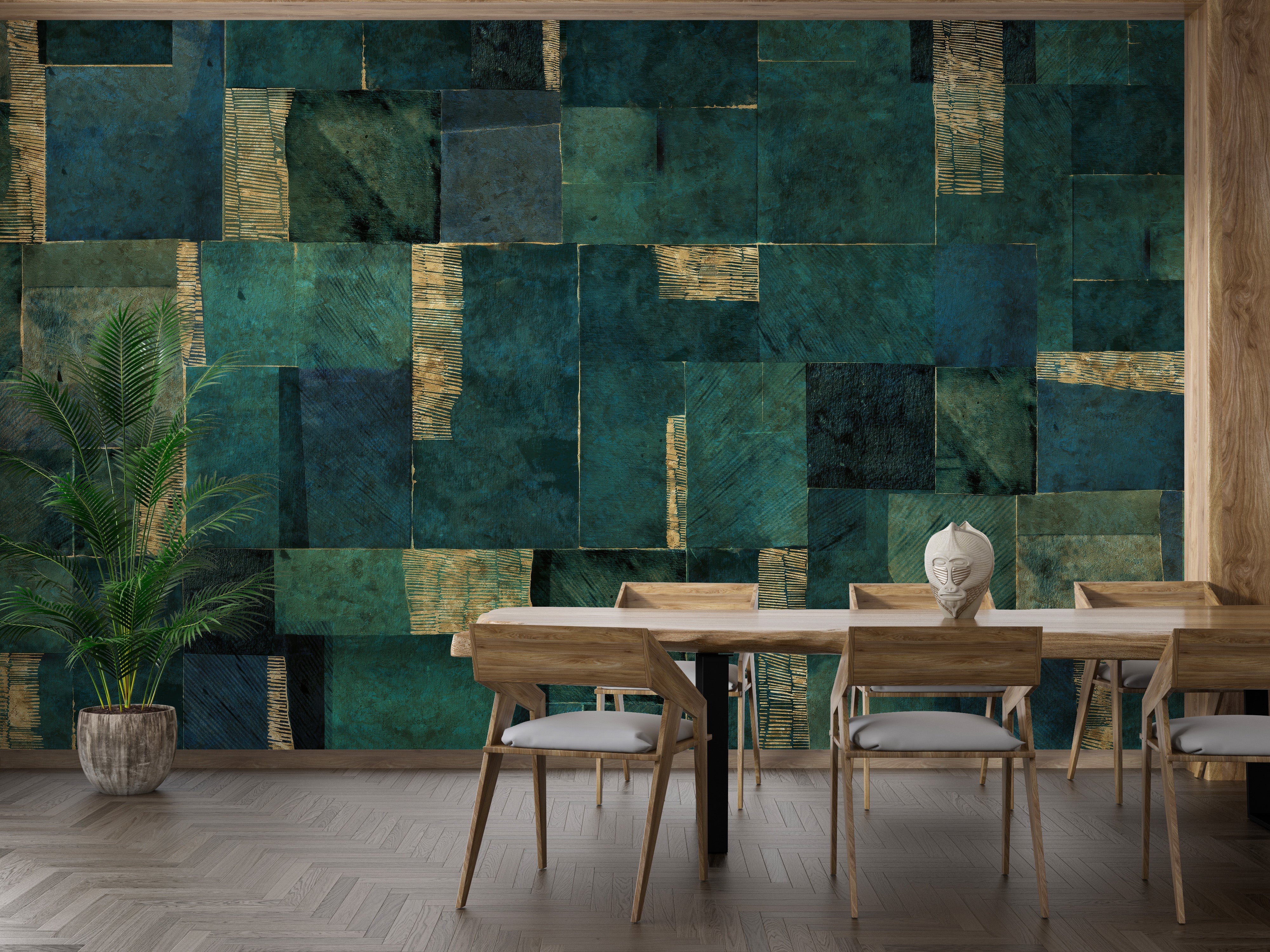 Green Abstract Wall Mural - Giffywalls