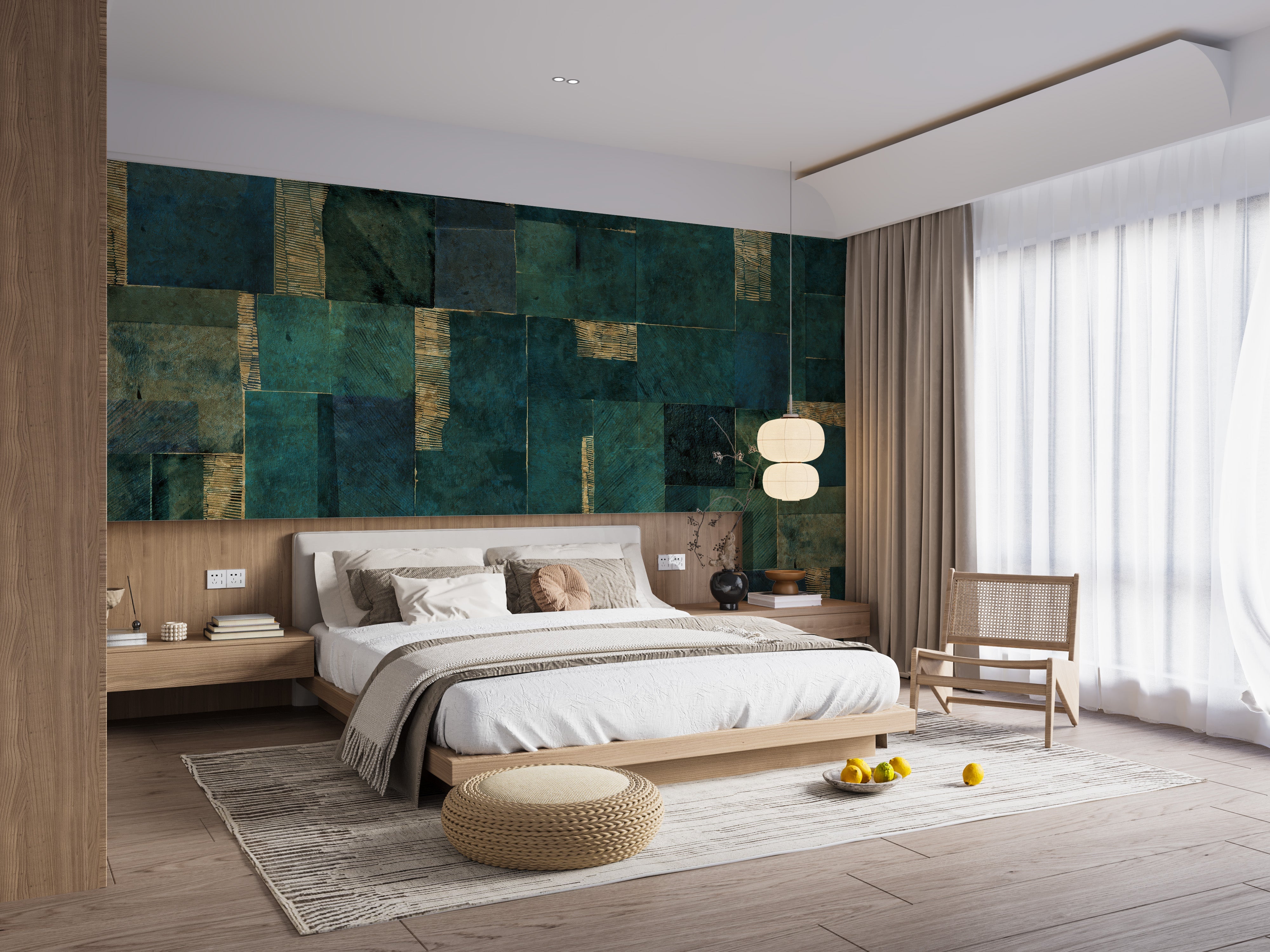 Green Abstract Wall Mural - Giffywalls