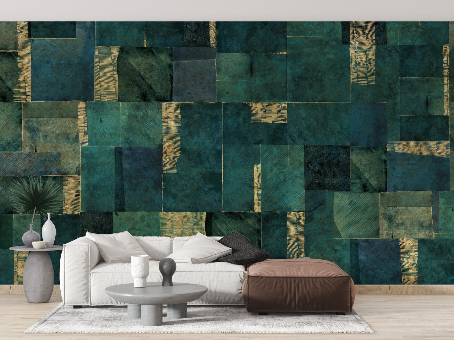 Green Abstract Wall Mural - Giffywalls