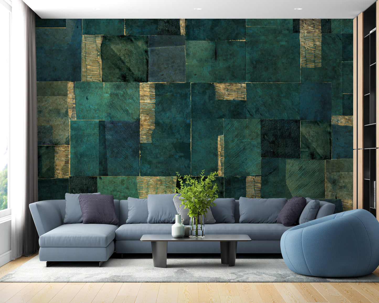 Green Abstract Wall Mural - Giffywalls