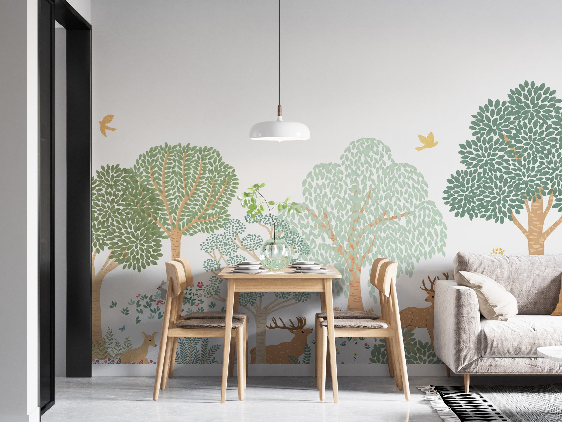 Green Forest Animals Wall Mural - Giffywalls