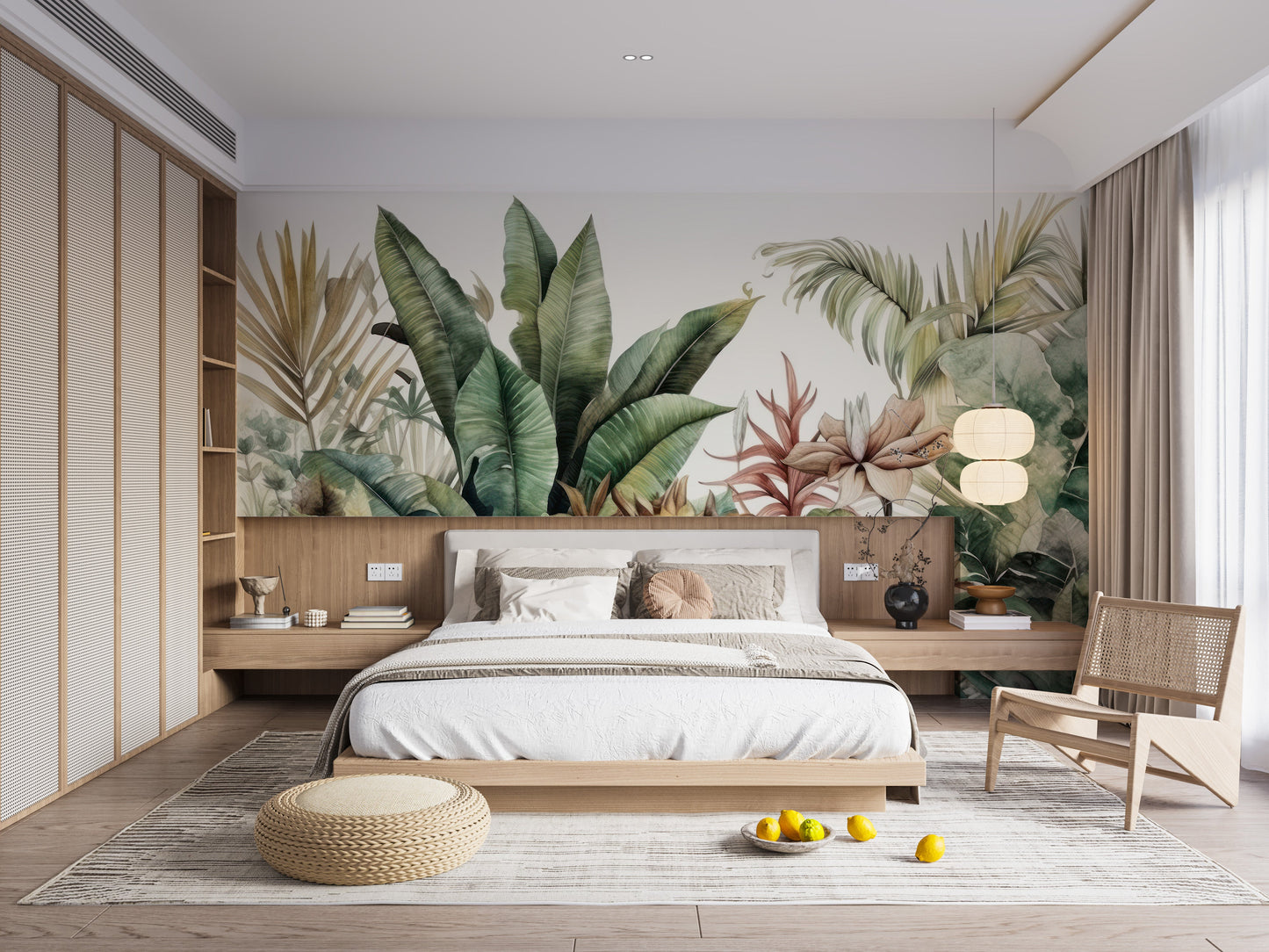 Tropical green leaves wallpaper to refresh your decor.