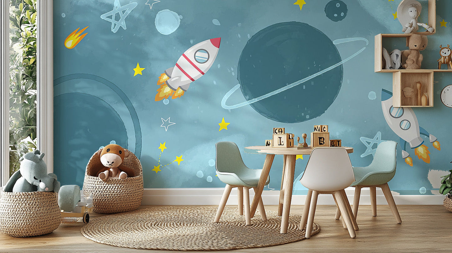 Explore galaxies with stunning Galactic Adventure wallpaper.