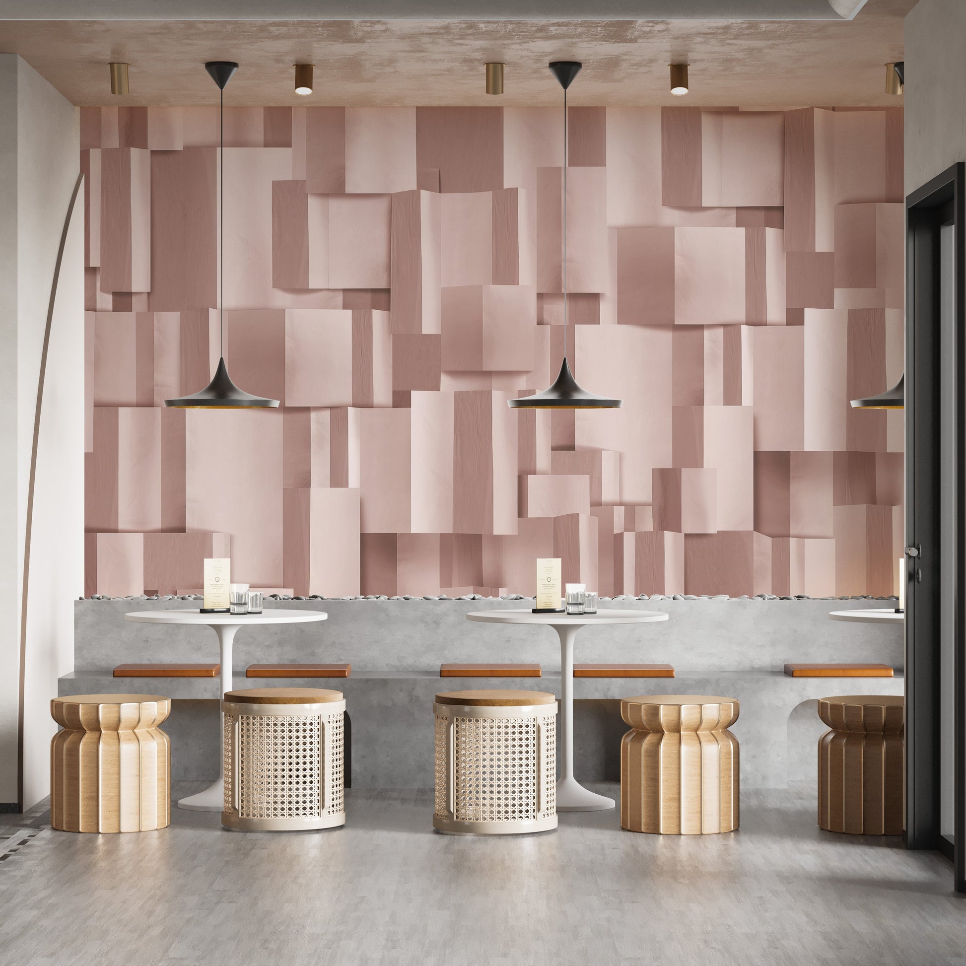 Abstract rose gold geometric wallpaper for refined style.