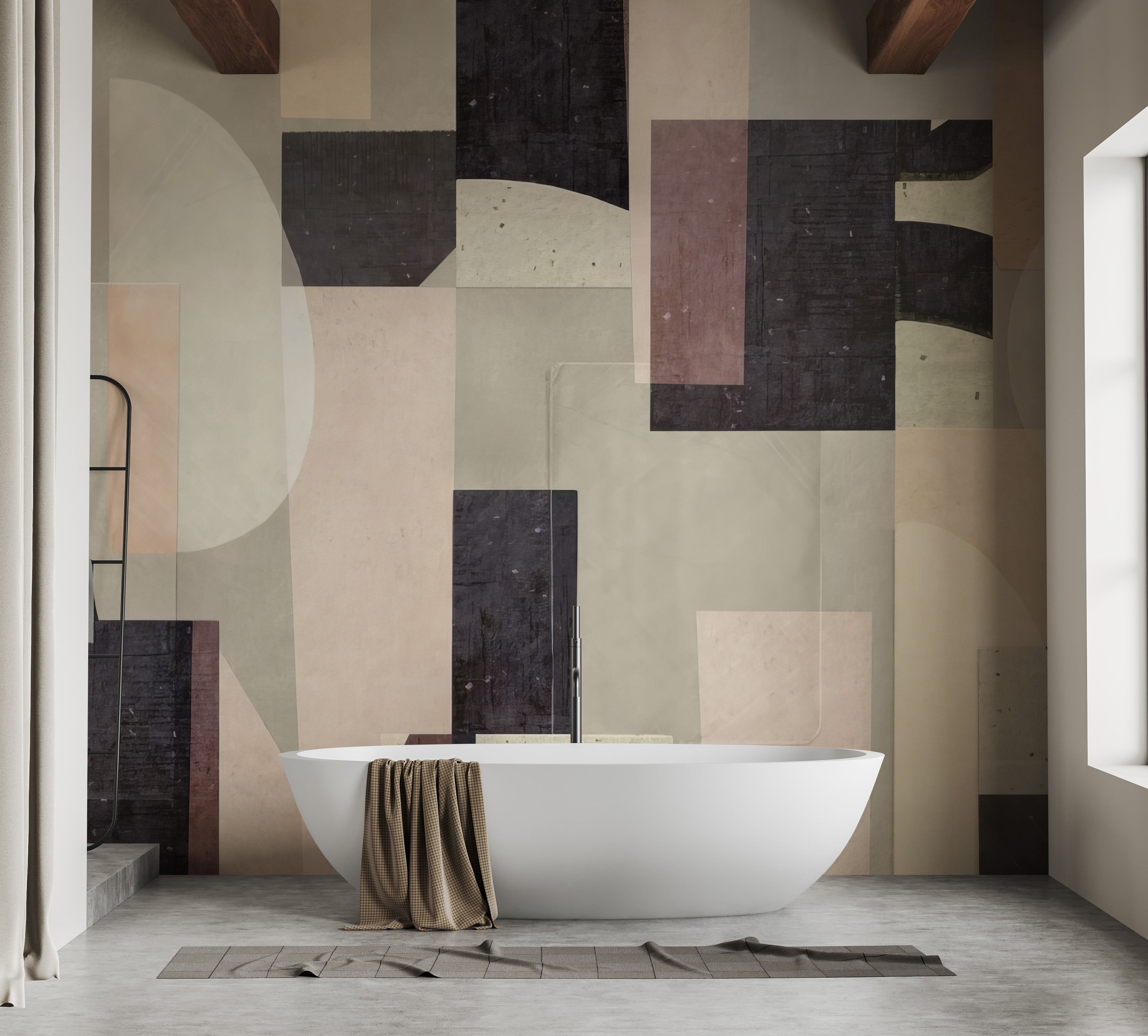 Modern abstract geometric wallpaper with earthy tones