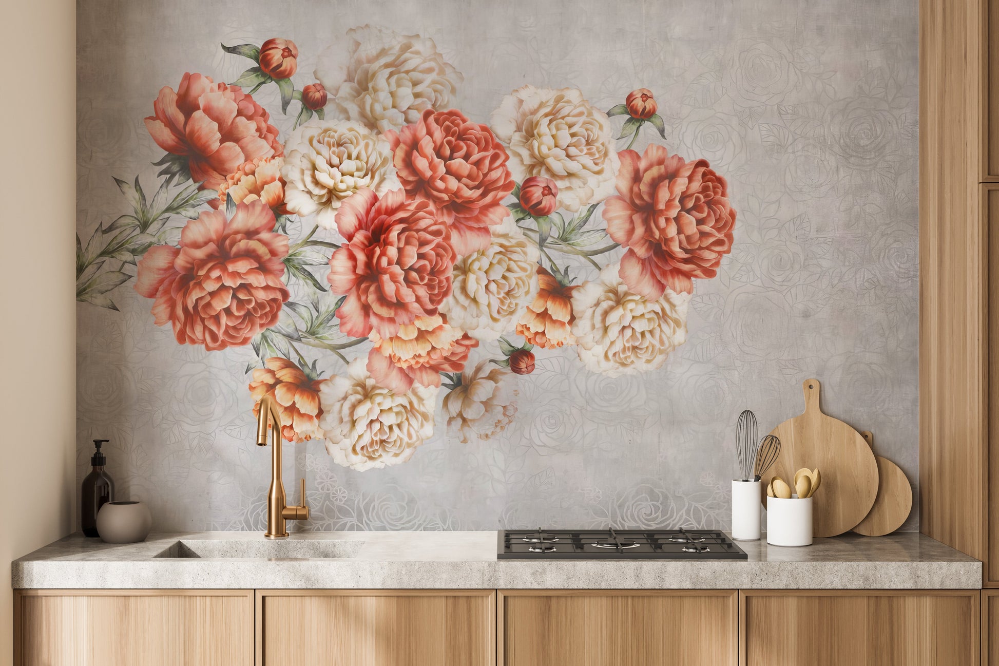 Graceful rose wallpaper mural with details