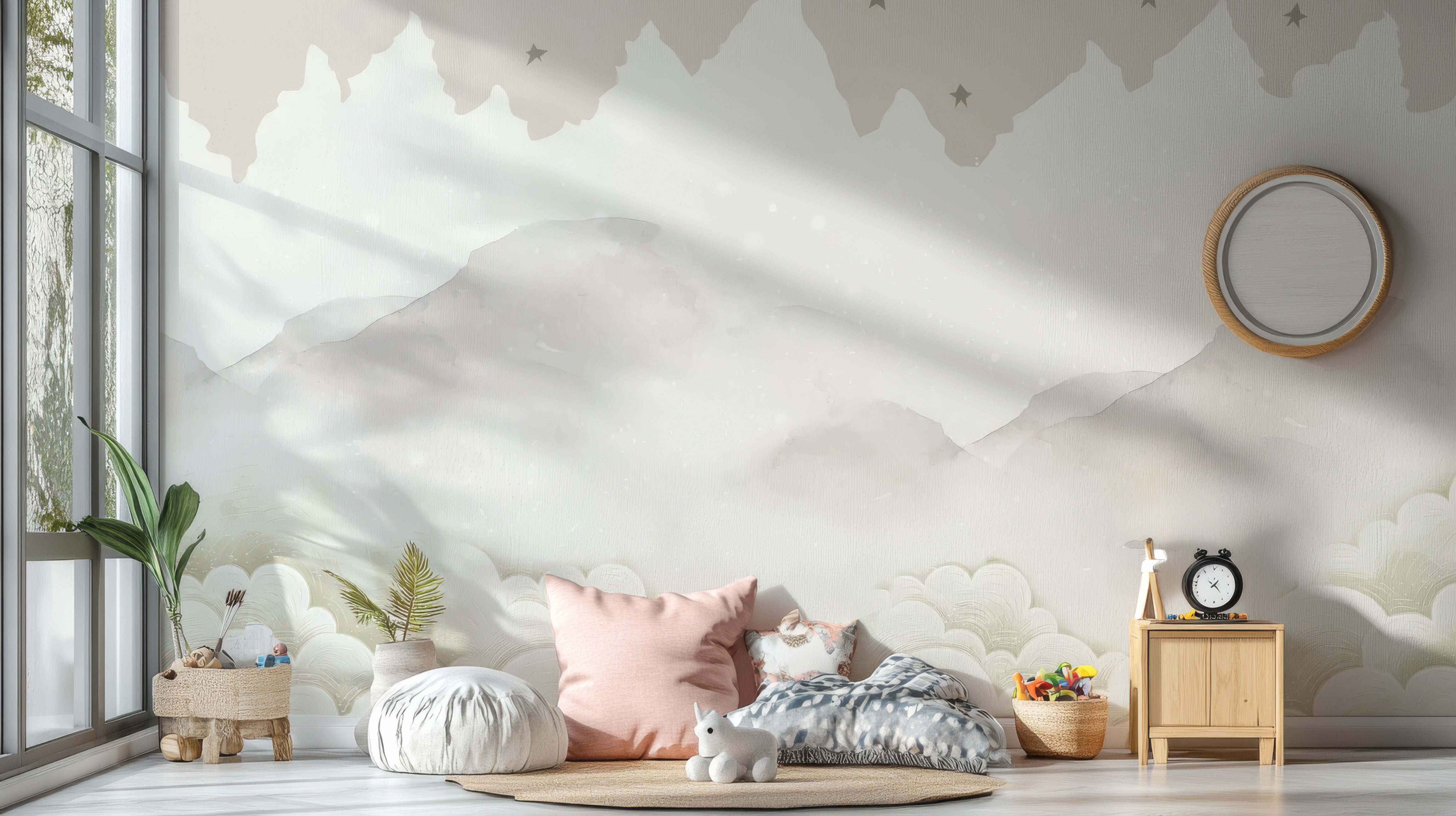 Serene Mountain Peaks Mural - Giffywalls