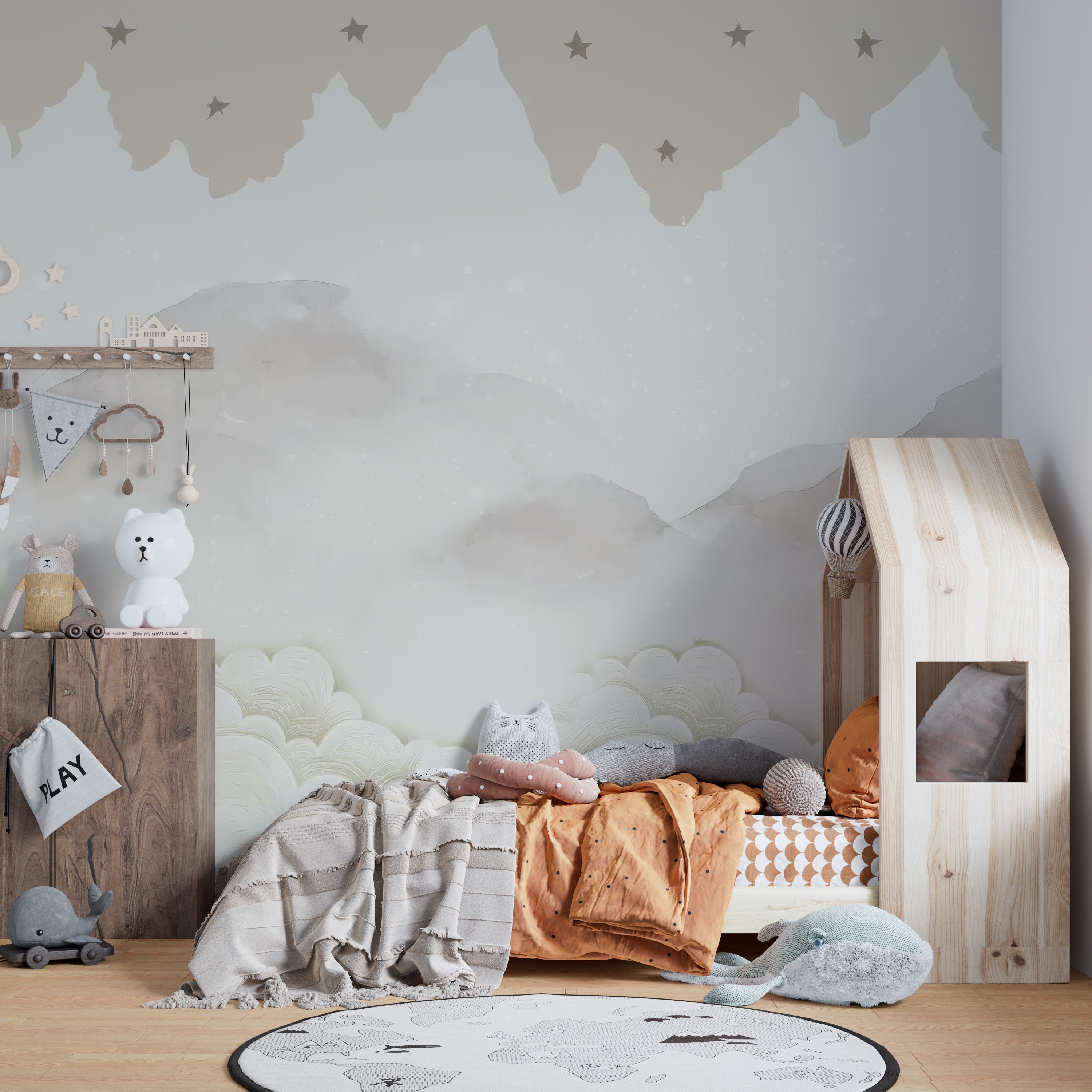 Serene Mountain Peaks Mural - Giffywalls