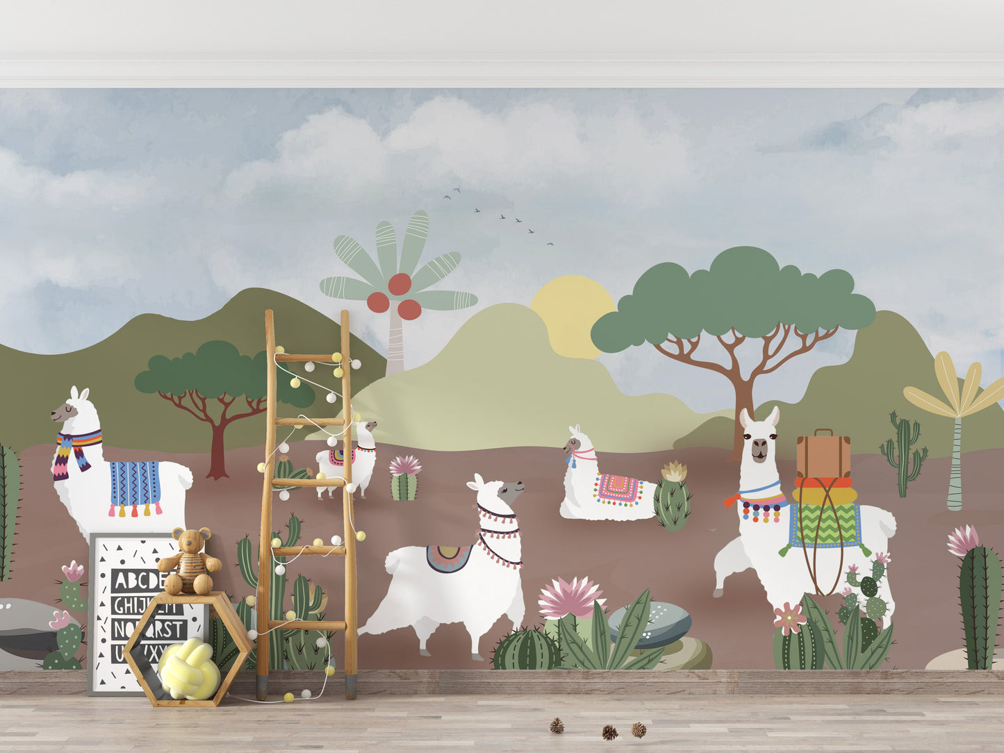 Alpaca Desert Wall Mural - Giffywalls