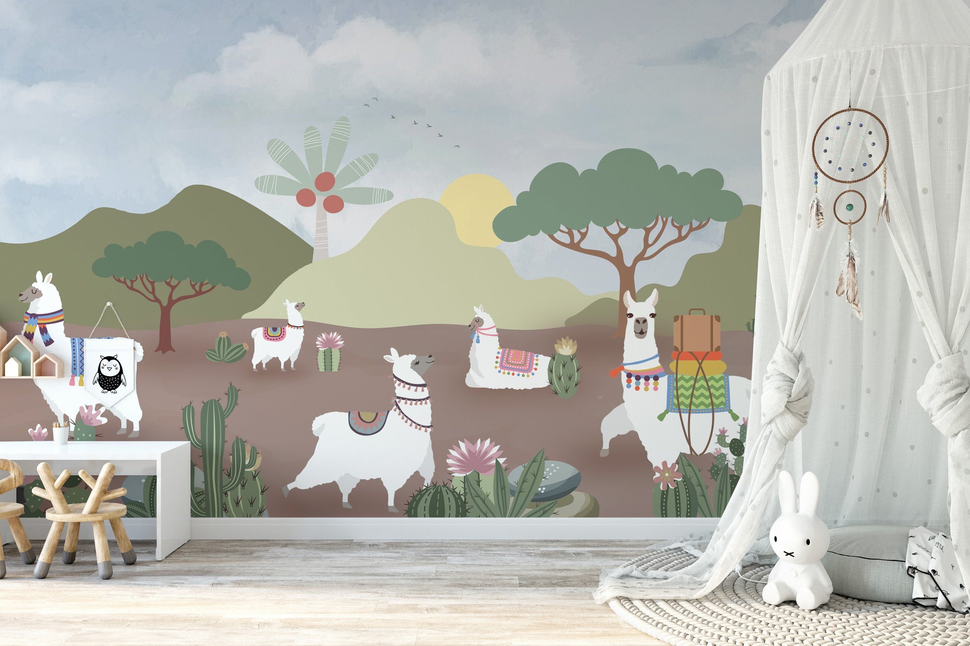 Alpaca Desert Wall Mural - Giffywalls