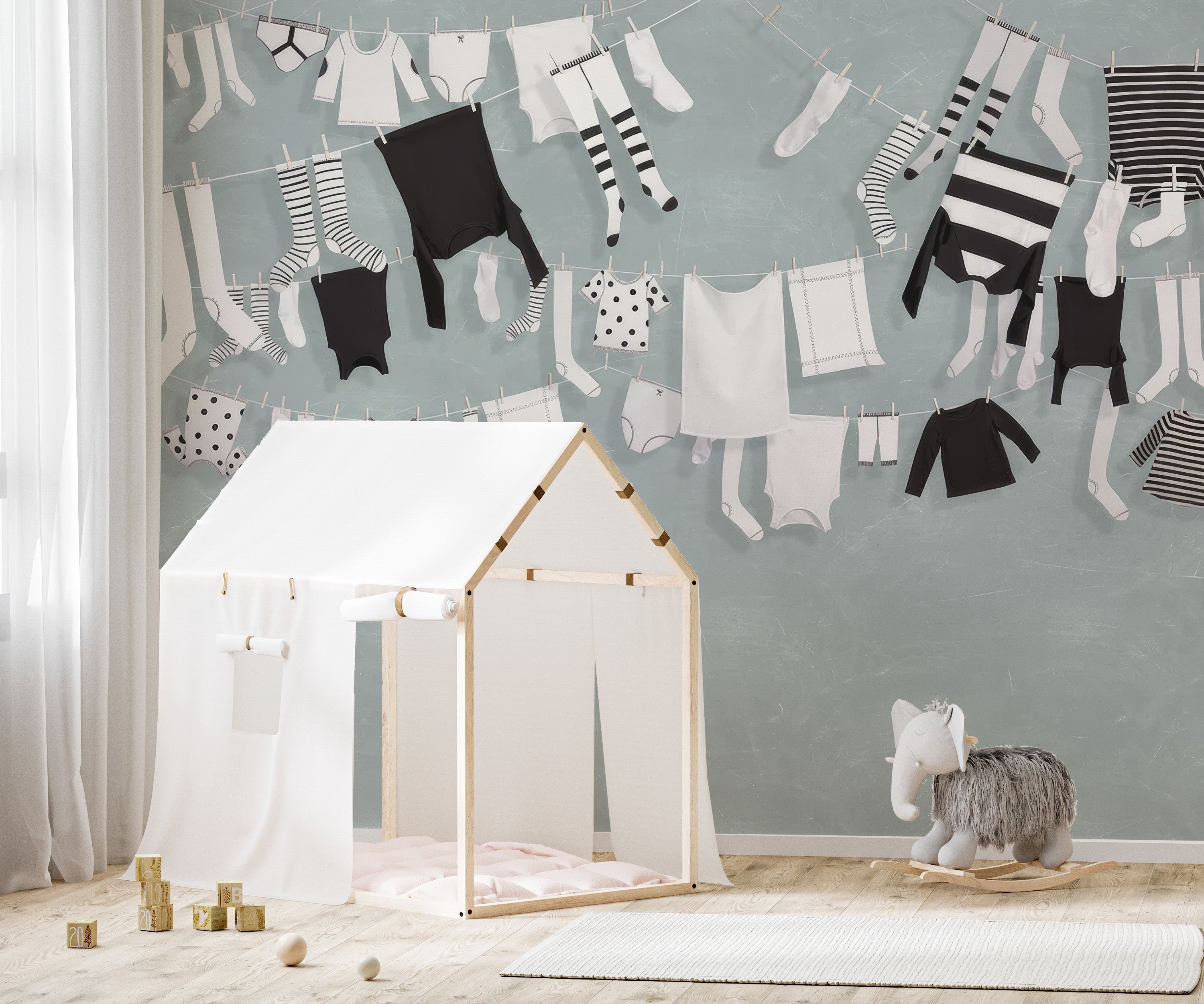 Hanging Laundry Wall Mural - Giffywalls