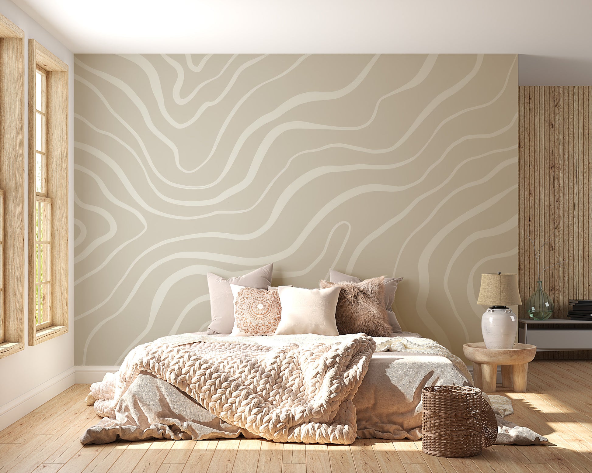 Neutral Abstract Lines Wall Mural - Giffywalls