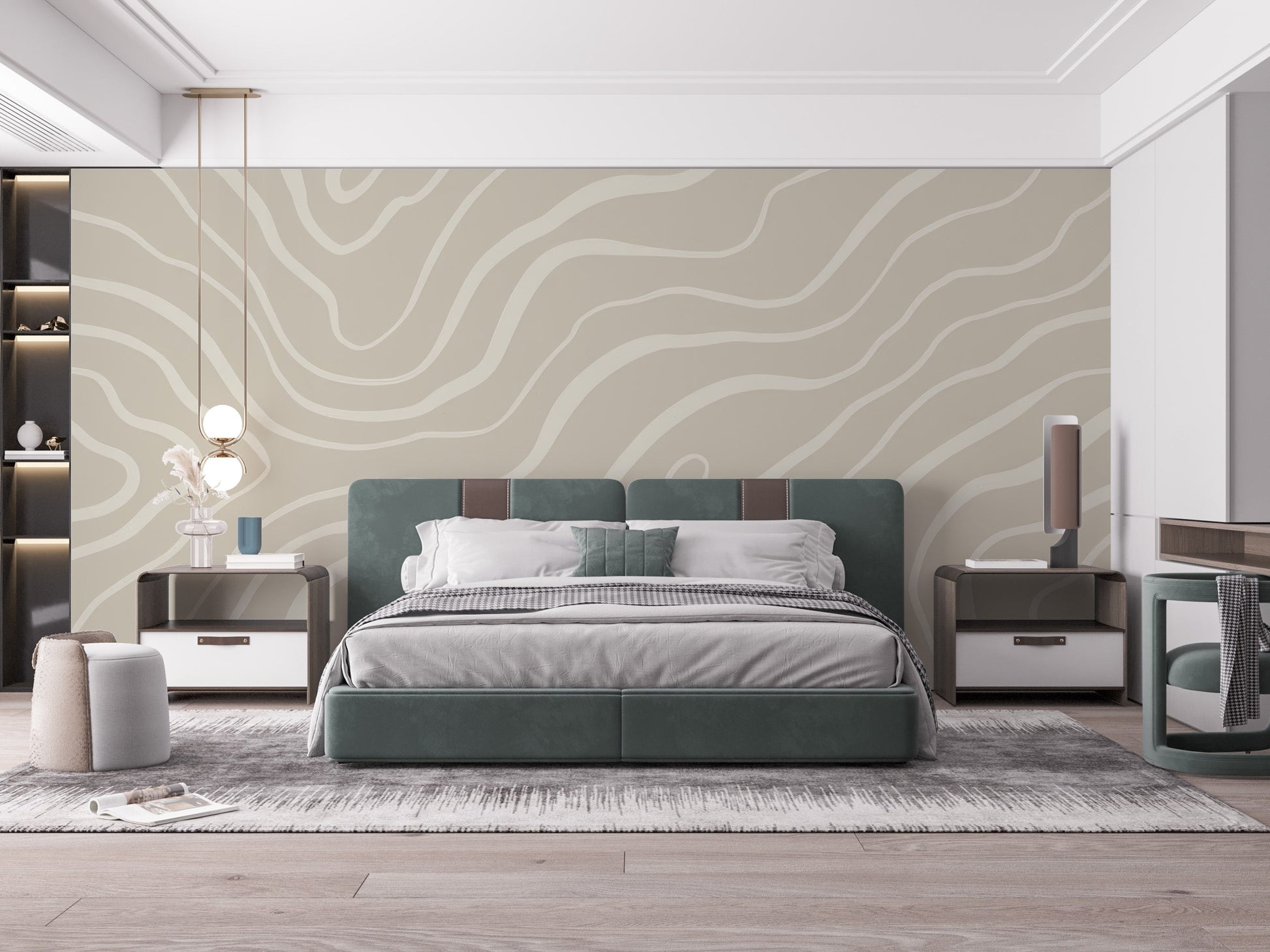 Neutral Abstract Lines Wall Mural - Giffywalls