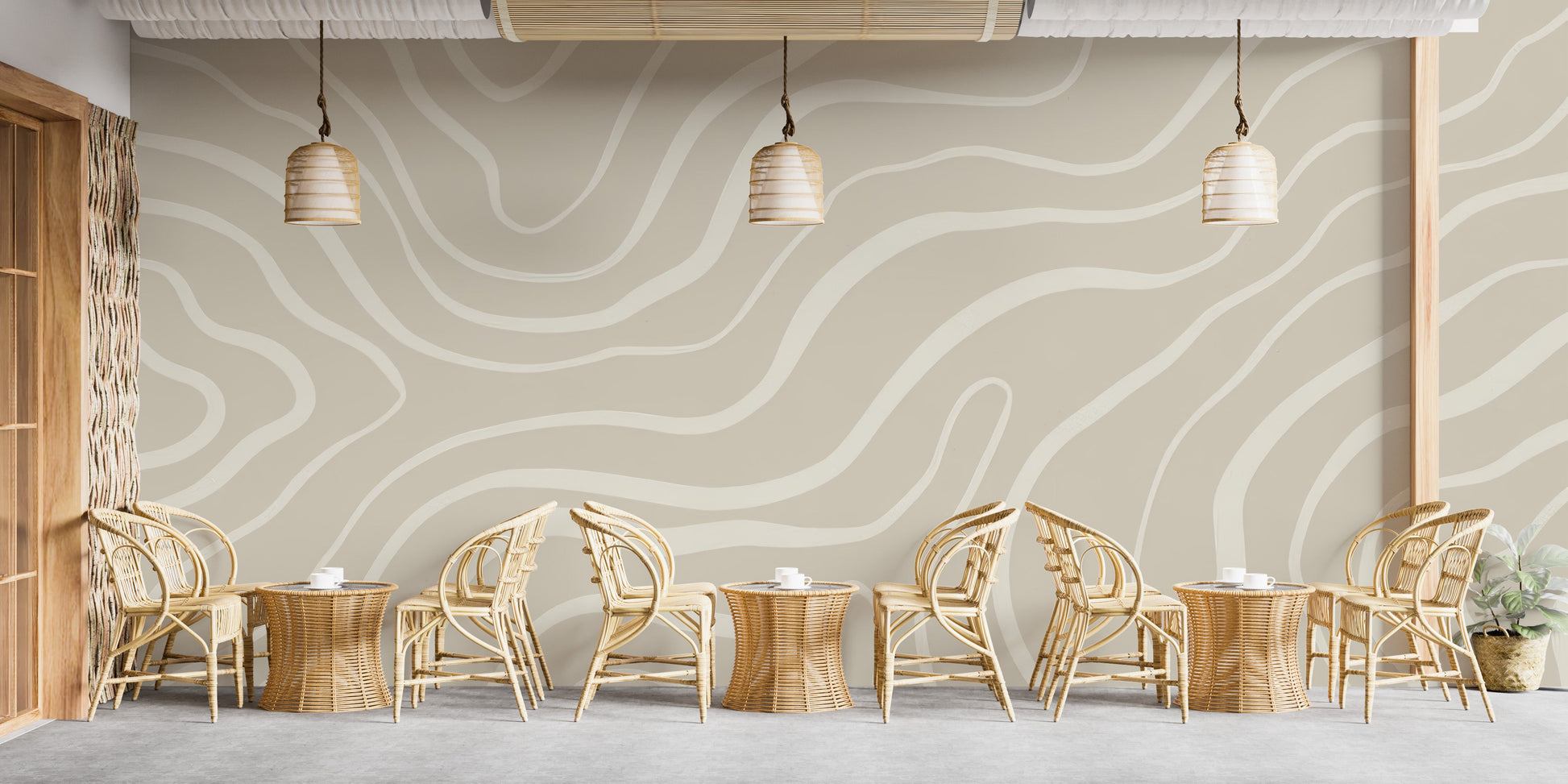 Neutral Abstract Lines Wall Mural - Giffywalls