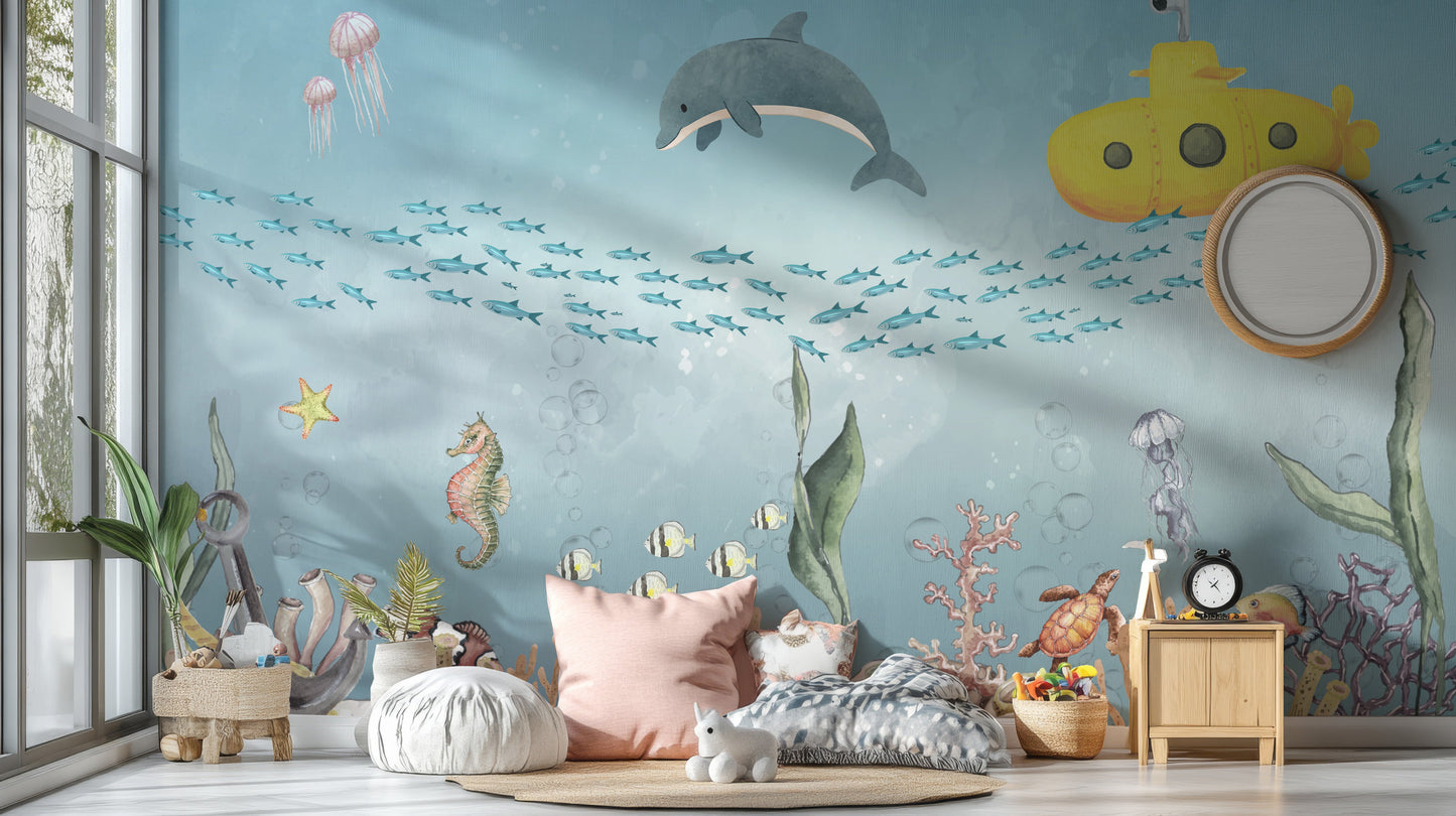 Colorful marine life underwater wallpaper mural