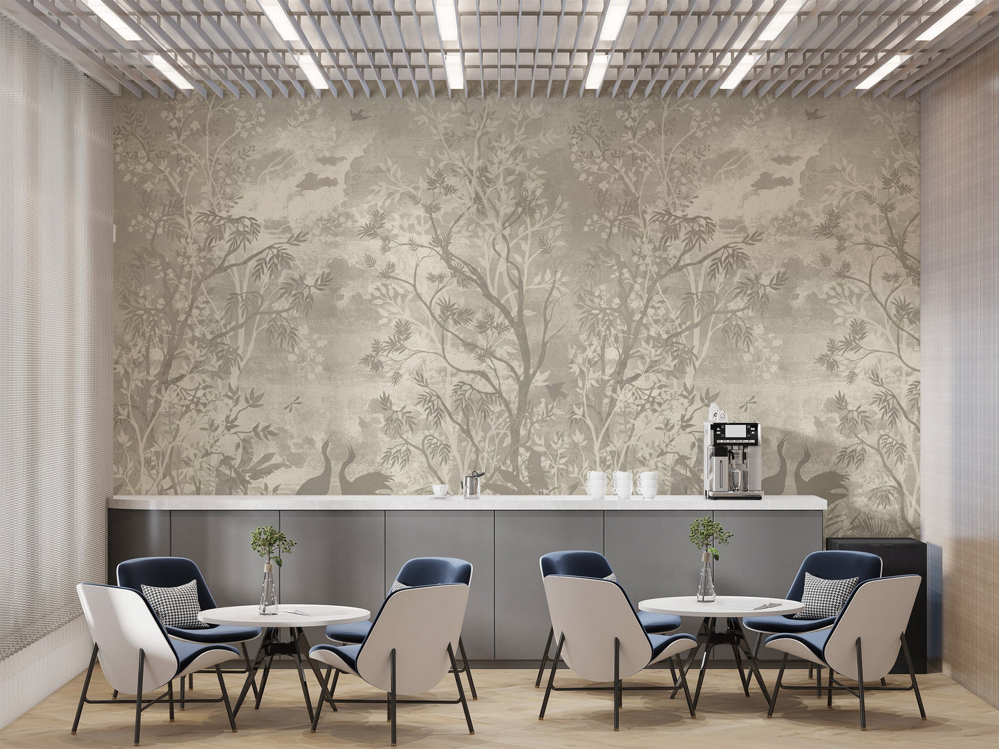 Minimalist moonlit aves wallpaper for calm interiors