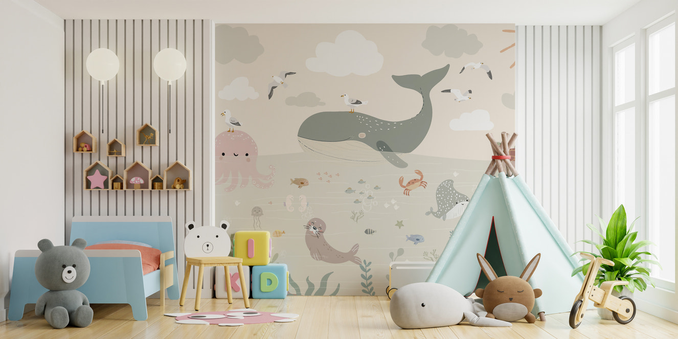 Ocean-themed wallpaper for kids' rooms
