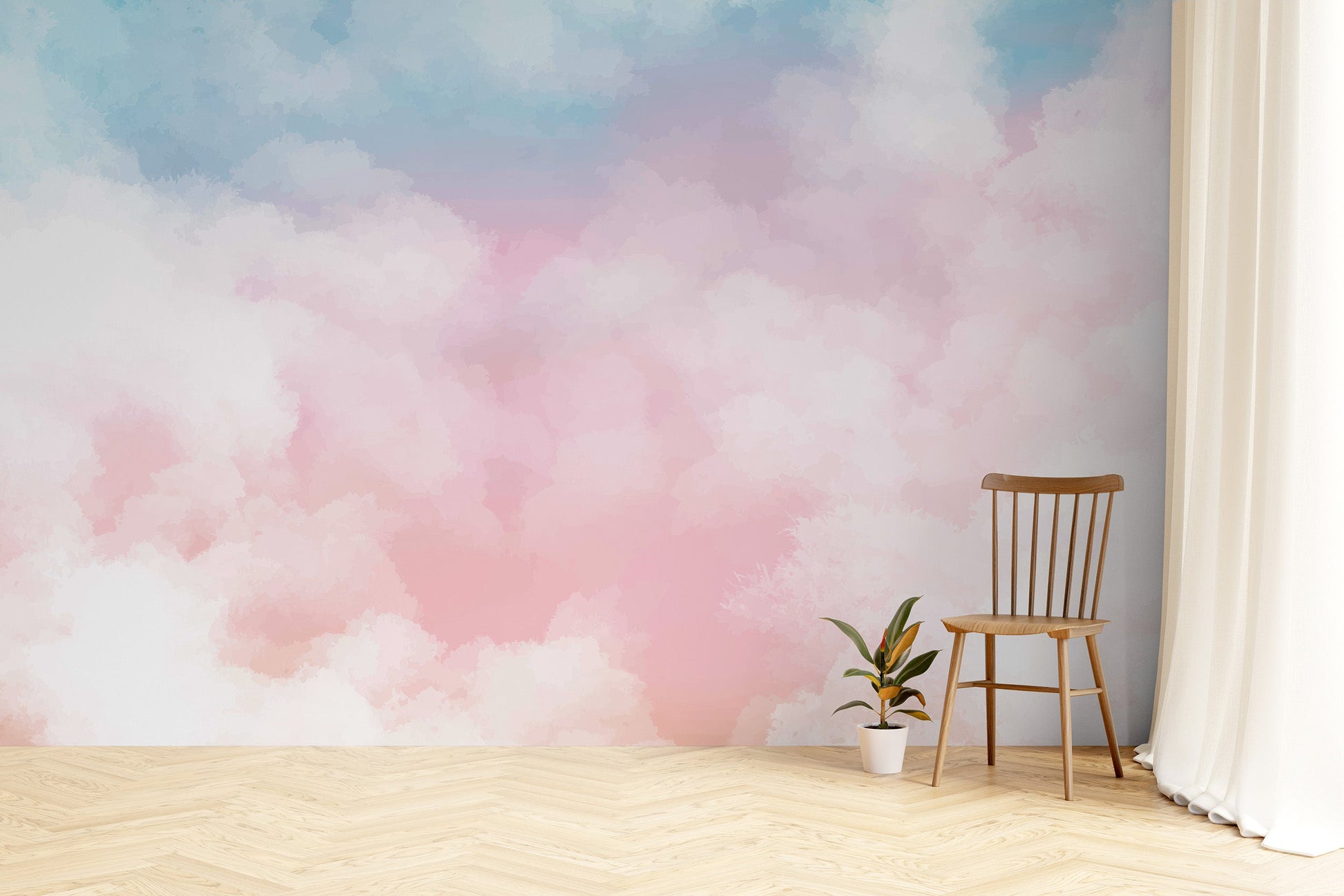 Serene Cotton Candy Horizon Mural - Giffywalls