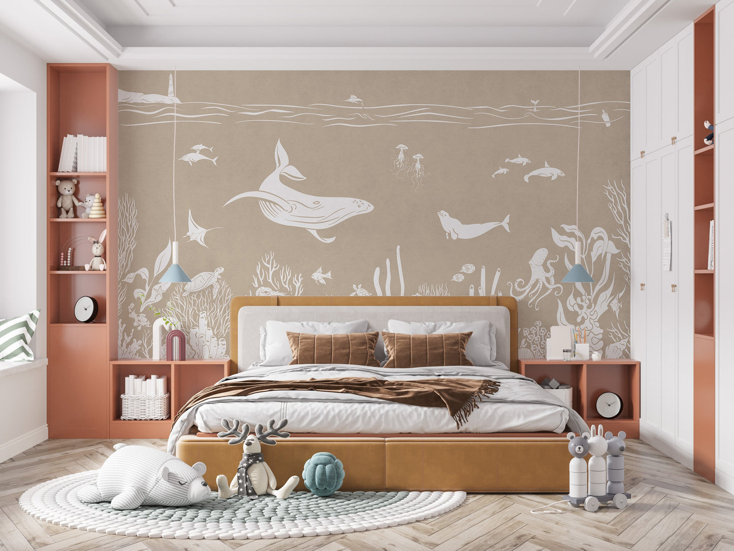 Monochrome Sea Brown Wallpaper Mural - Giffywalls