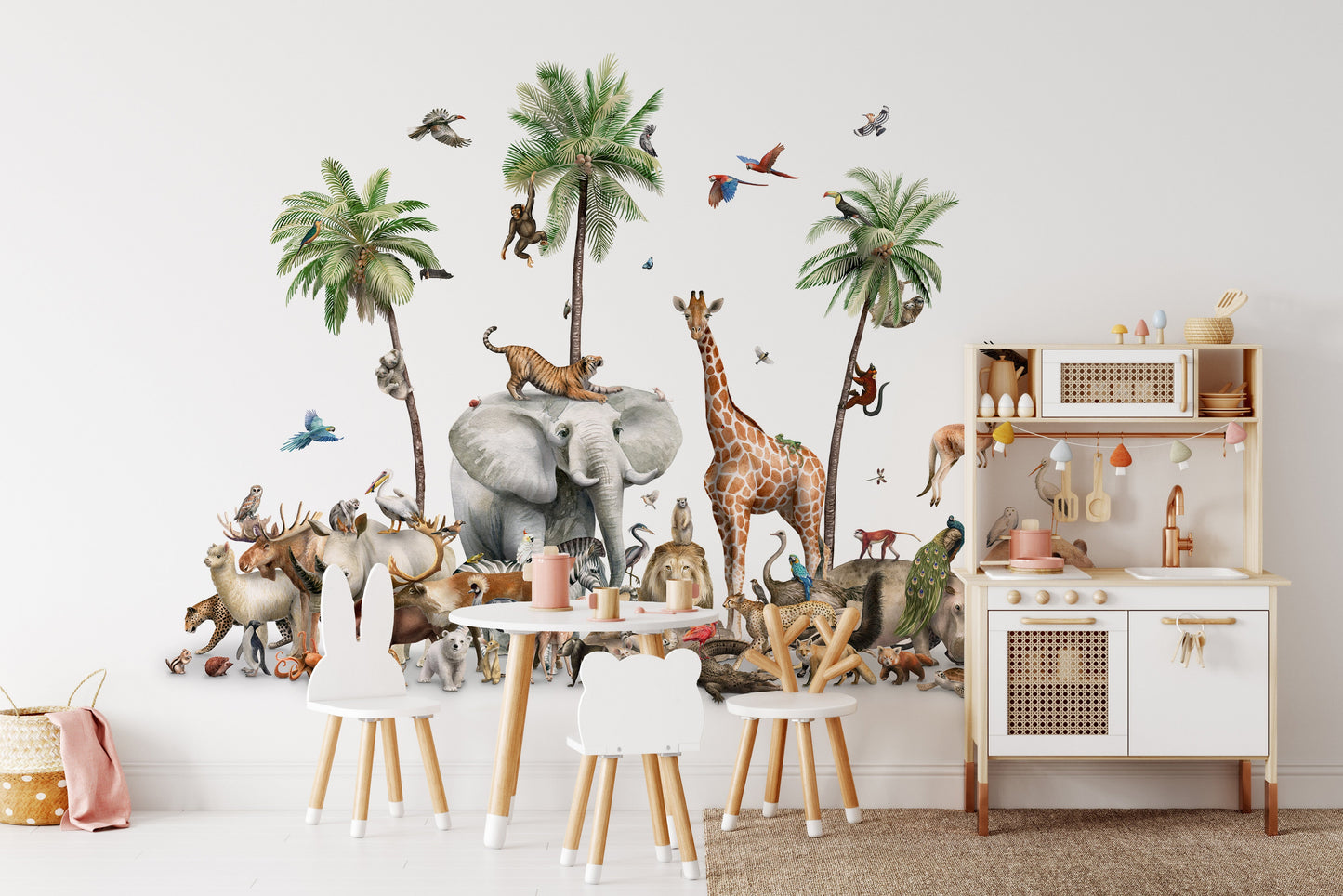 Jungle Safari Animal Birds Wallpaper Mural - Giffywalls