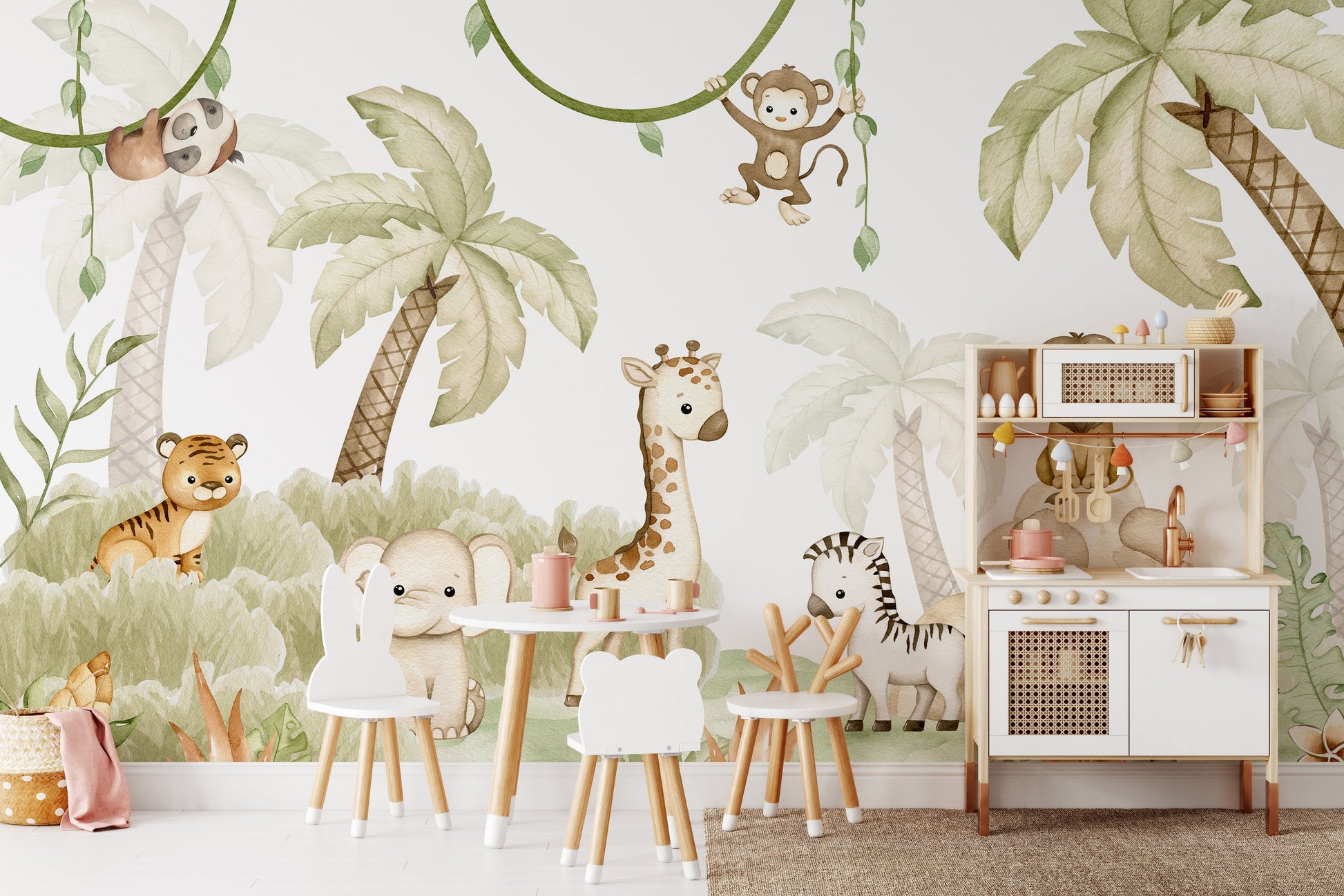 Baby Safari Animals Watercolor Wallpaper - Giffywalls