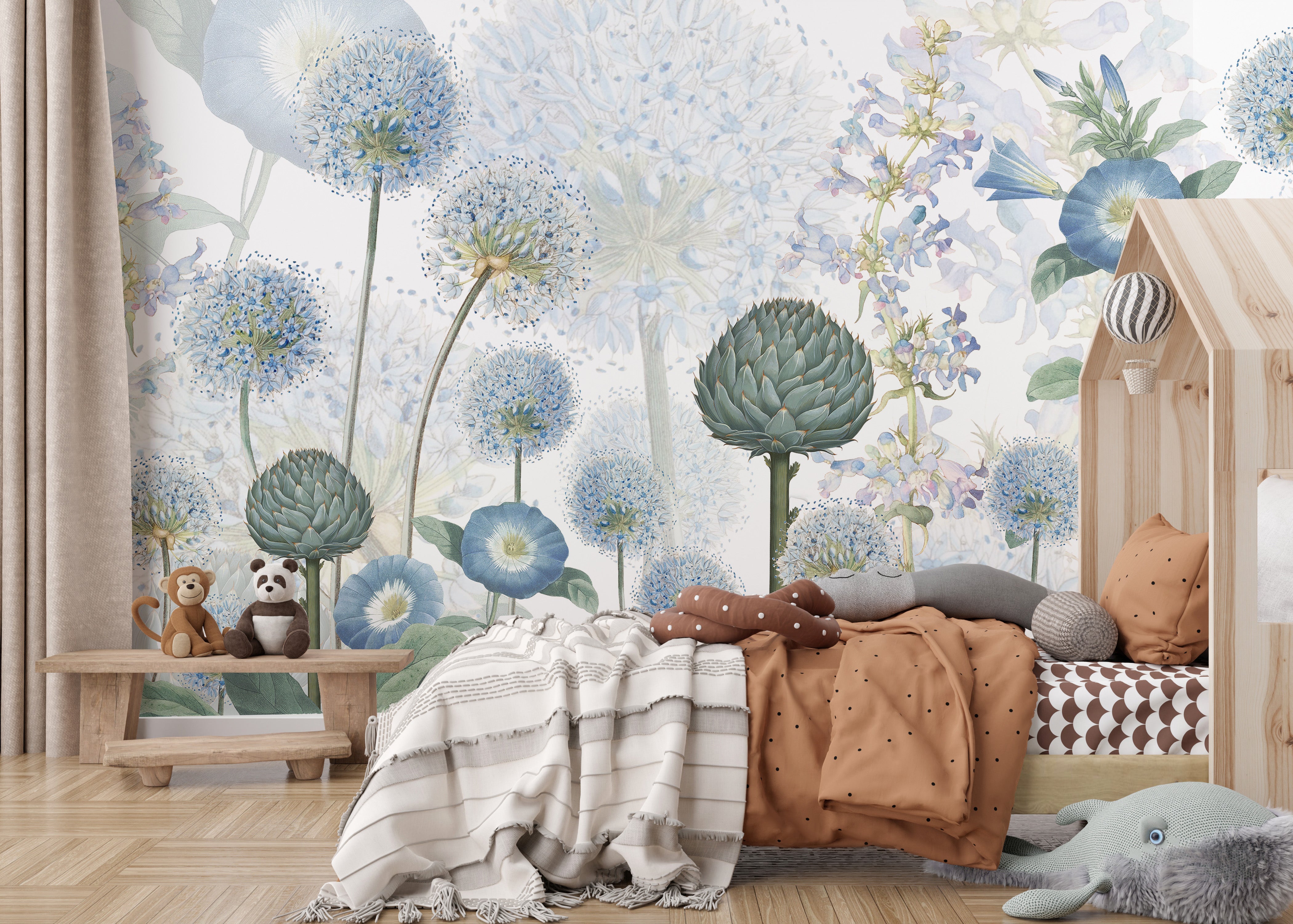 Blue Wild Meadow Wallpapers Mural - Giffywalls