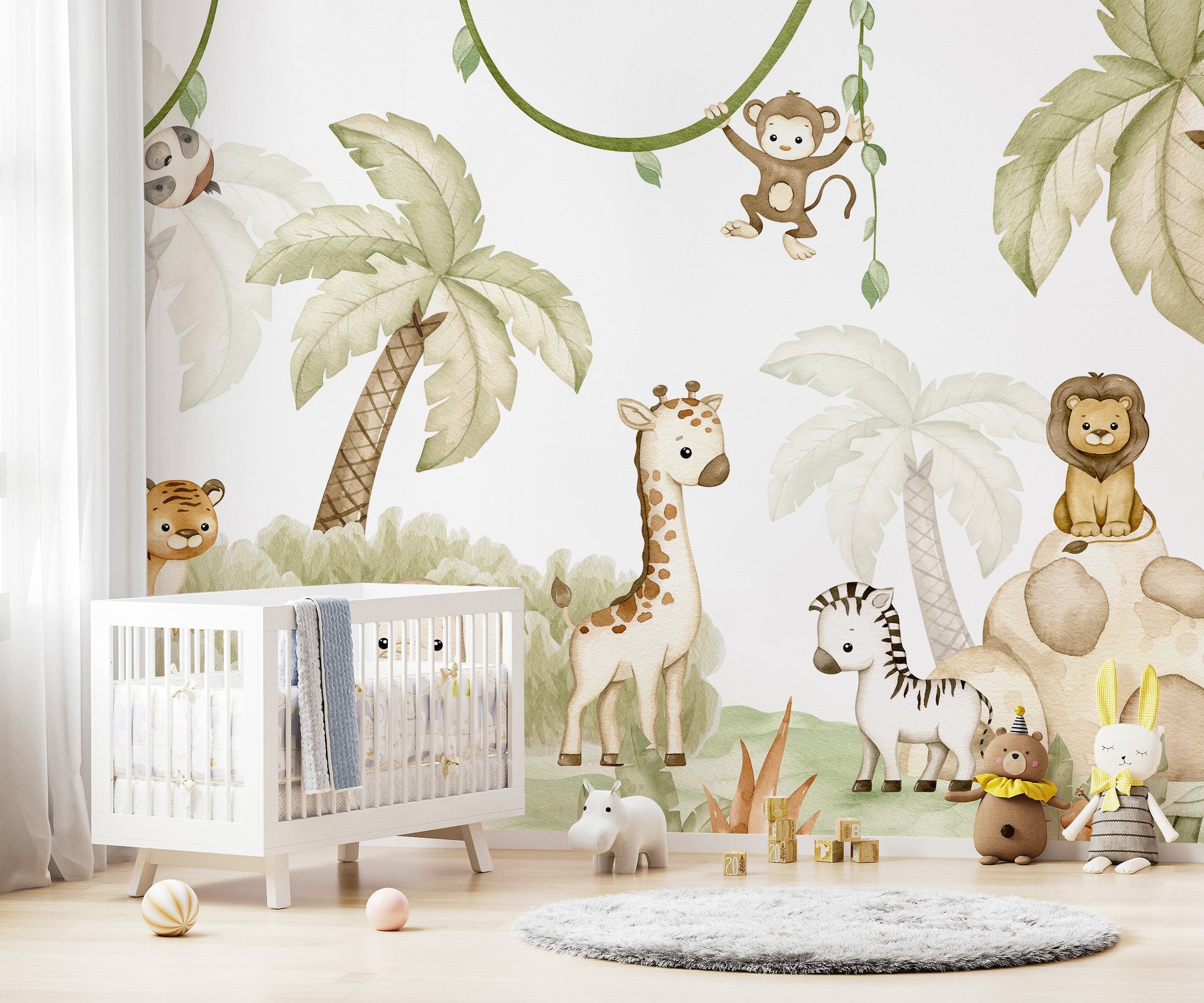 Baby Safari Animals Watercolor Wallpaper - Giffywalls