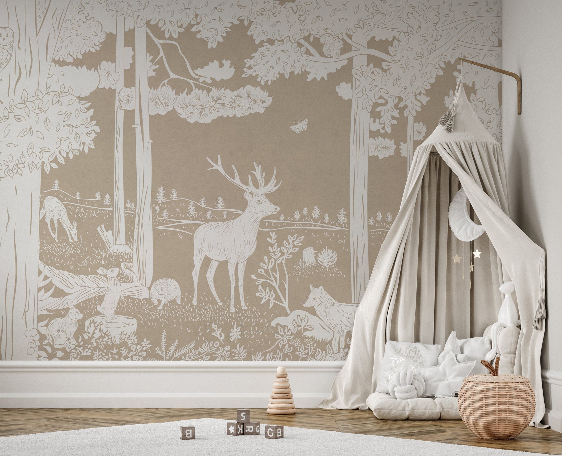 Monochrome Forest Brown Wall Mural - Giffywalls