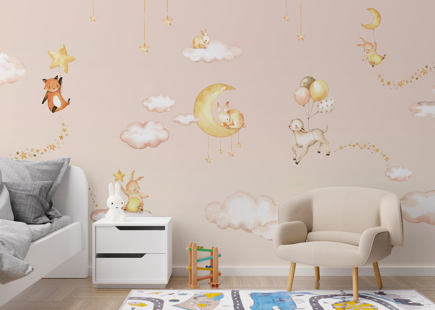 Pink Sweet dreams wallpaper for kids room - Giffywalls