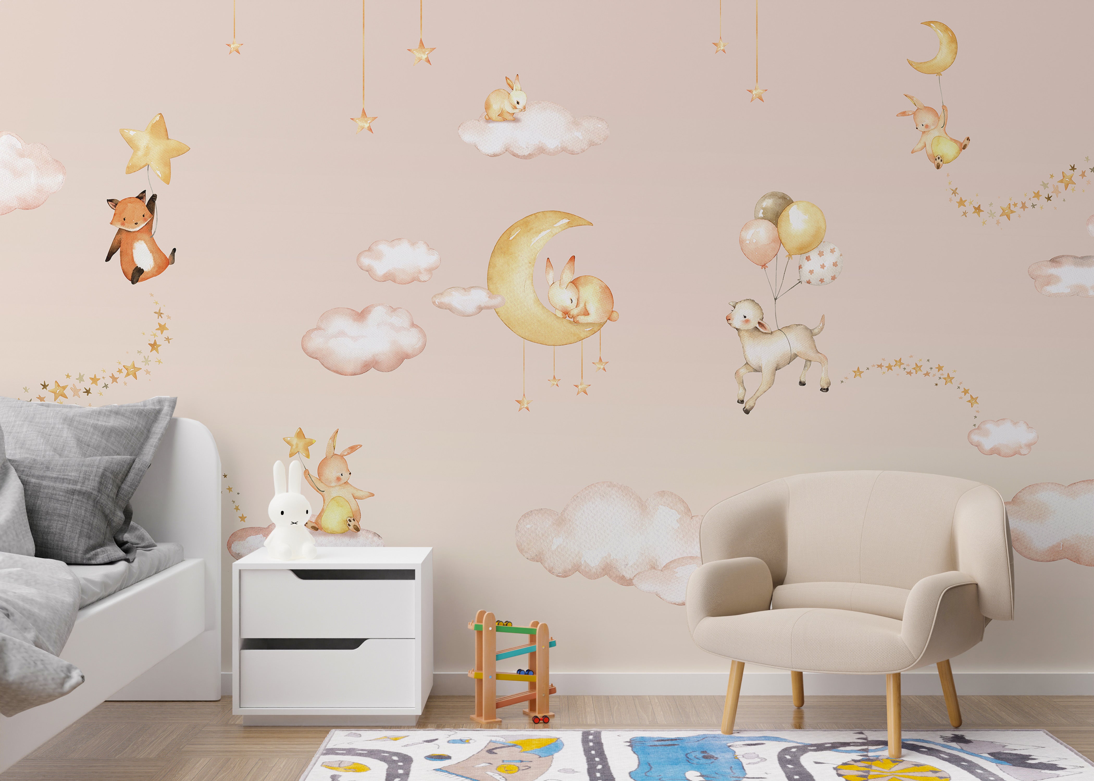 Pink Sweet dreams wallpaper for kids room - Giffywalls