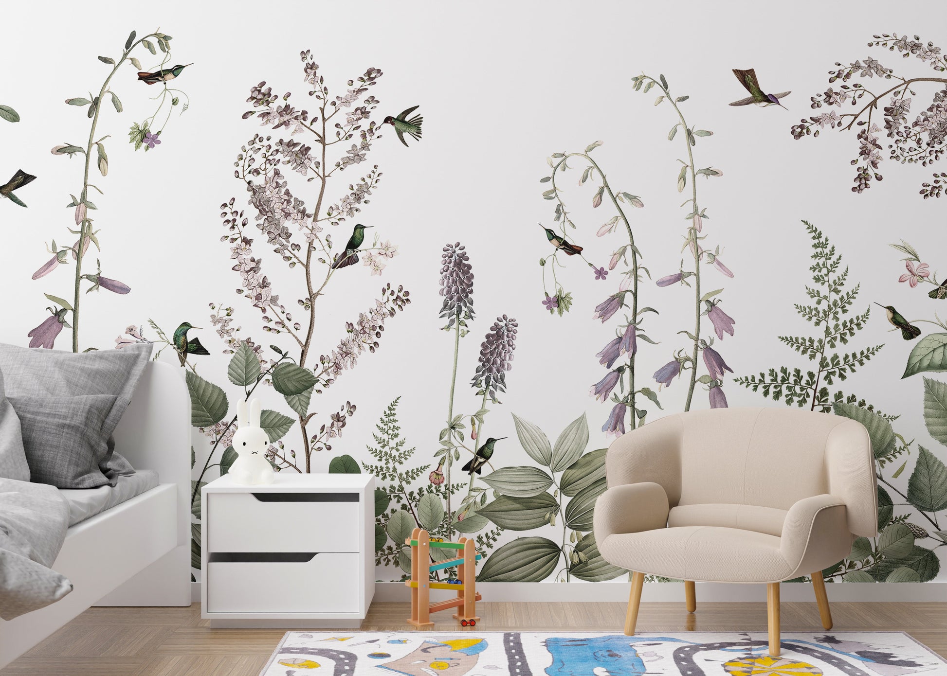 Hummingbird Hedge Wall Mural - Giffywalls