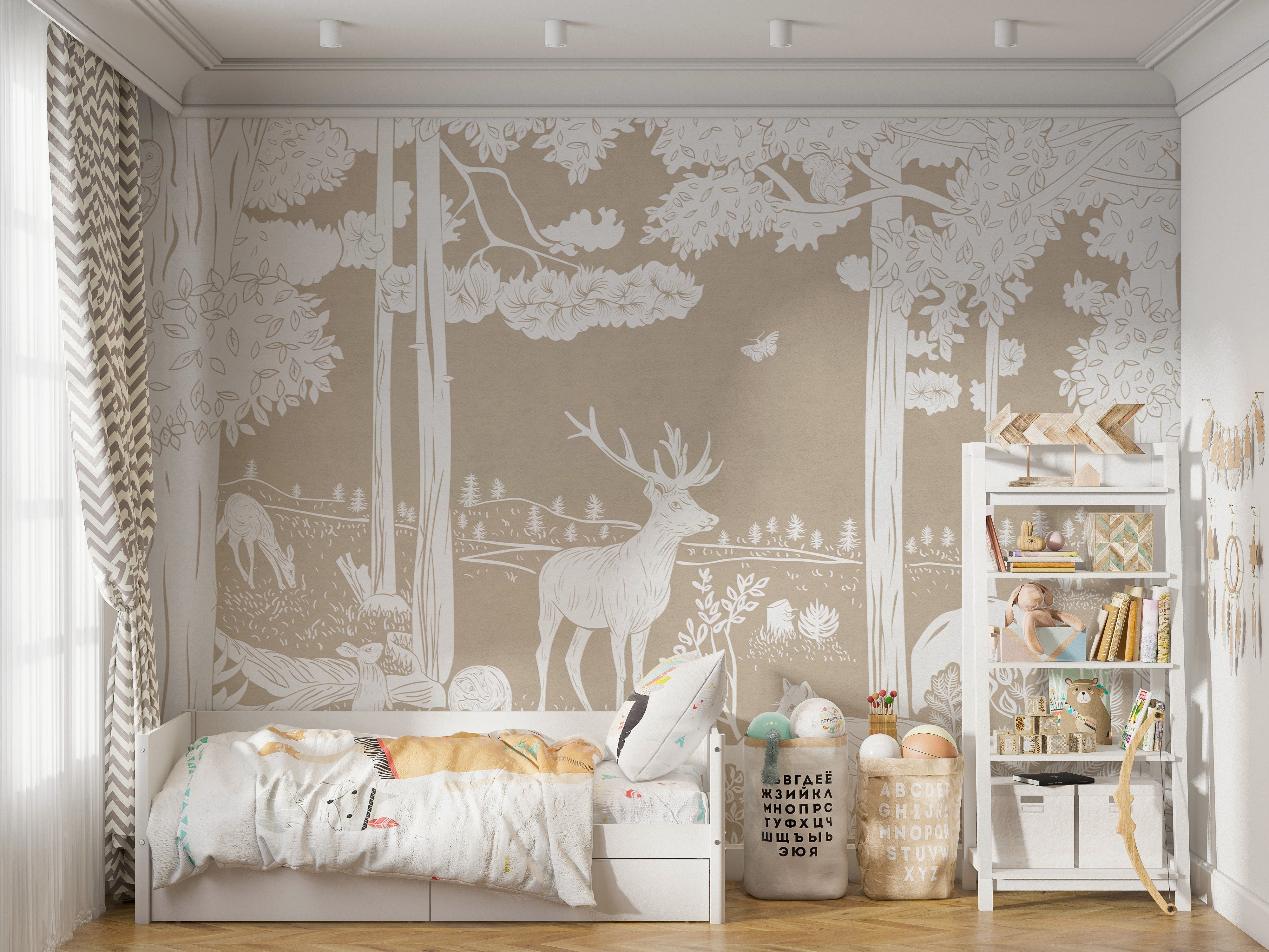 Monochrome Forest Brown Wall Mural - Giffywalls