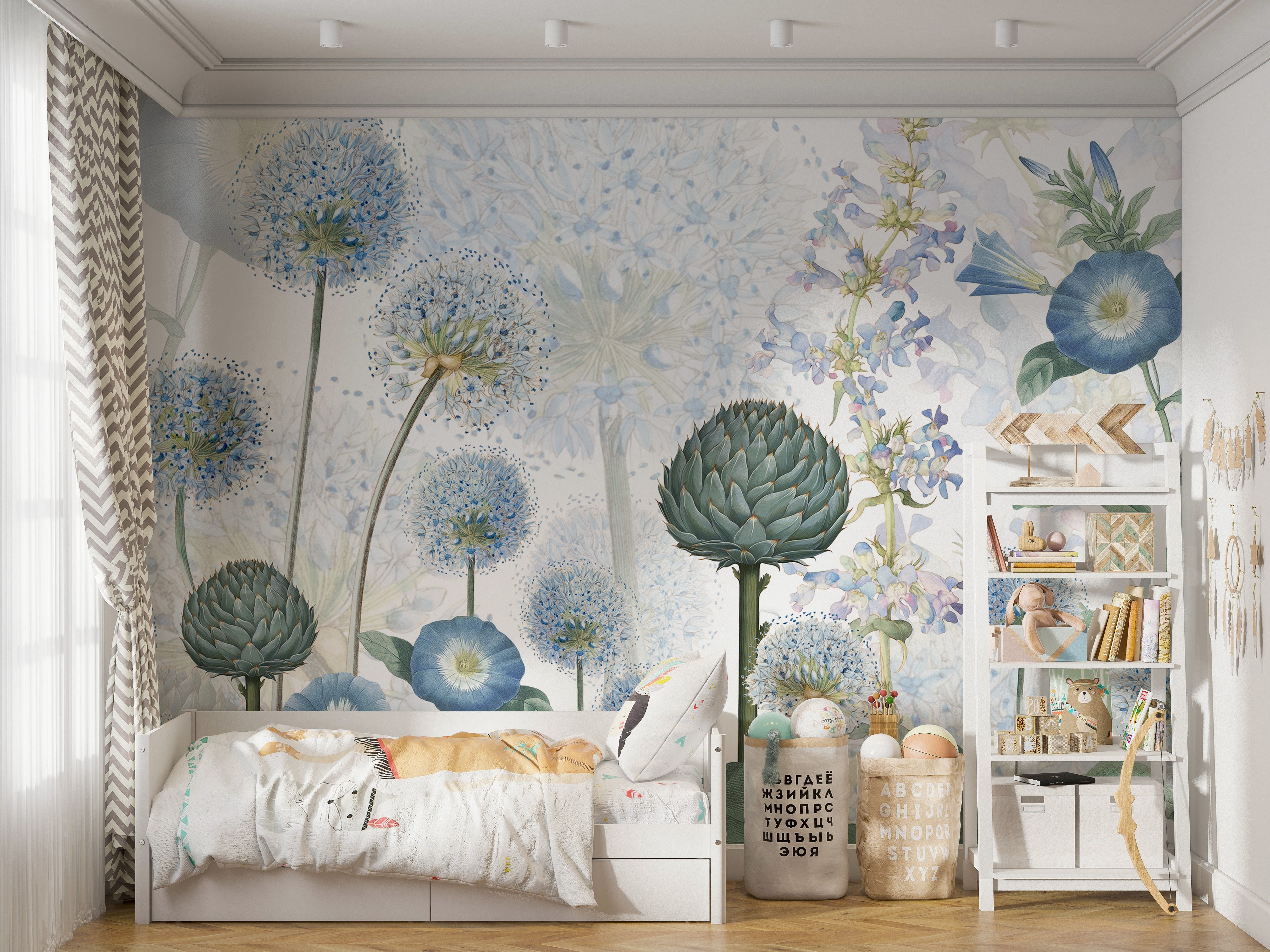 Blue Wild Meadow Wallpapers Mural - Giffywalls