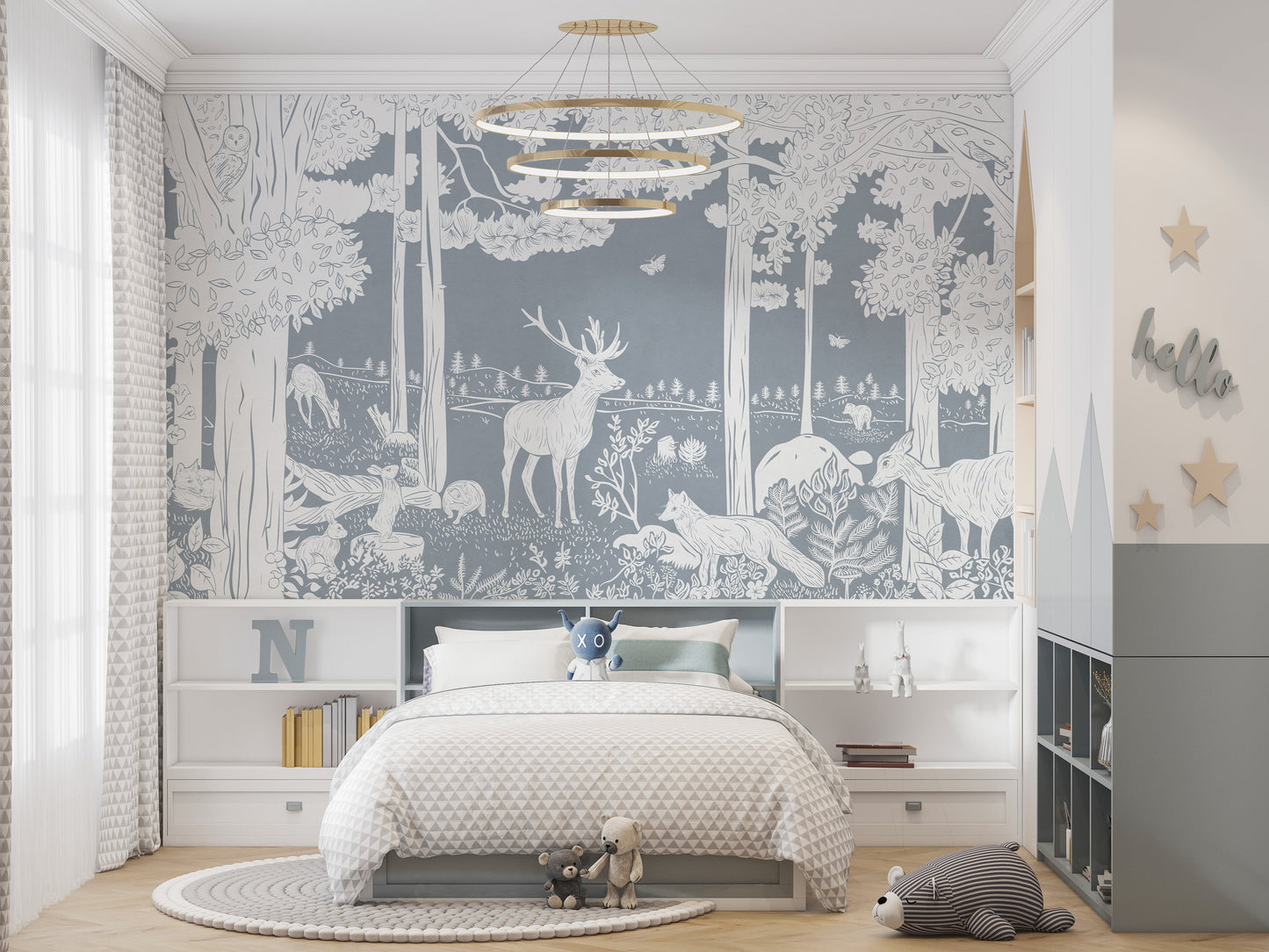 Monochrome Forest Blue Wallpaper Mural - Giffywalls