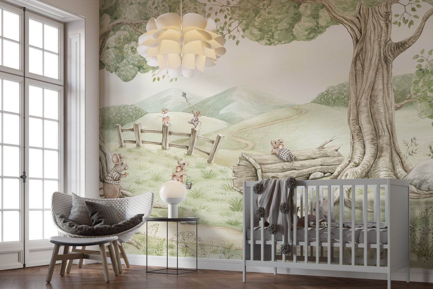 Charming Mouse Family Mural
