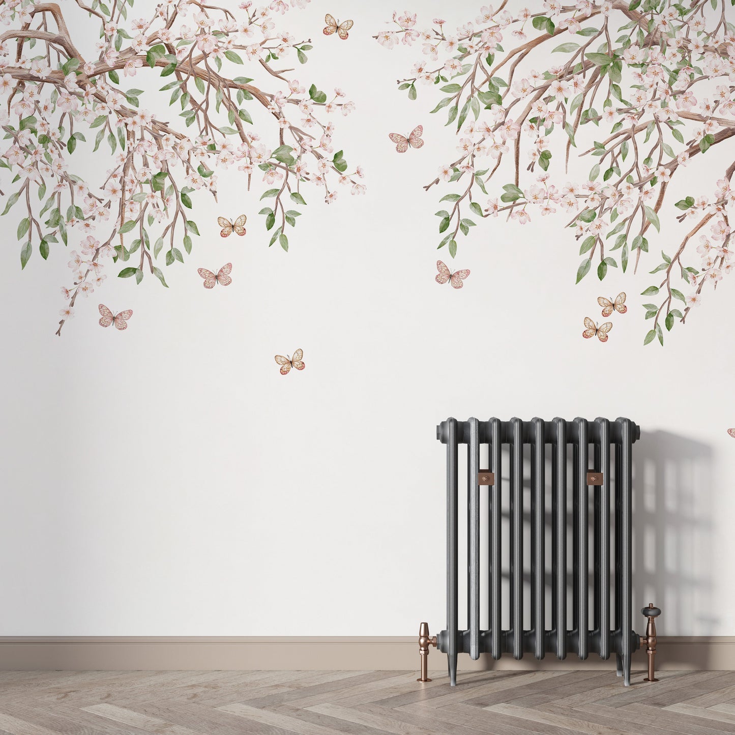 Charming light pink blossom wall design