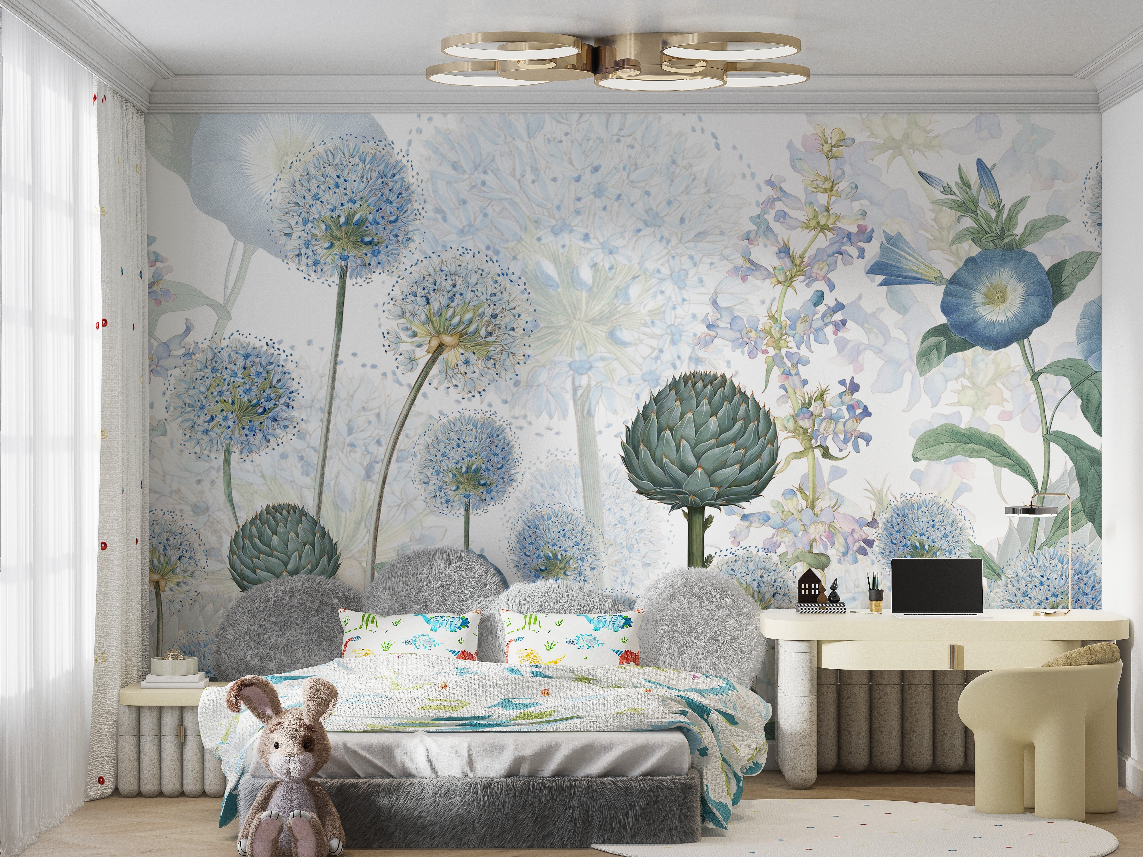 Blue Wild Meadow Wallpapers Mural - Giffywalls