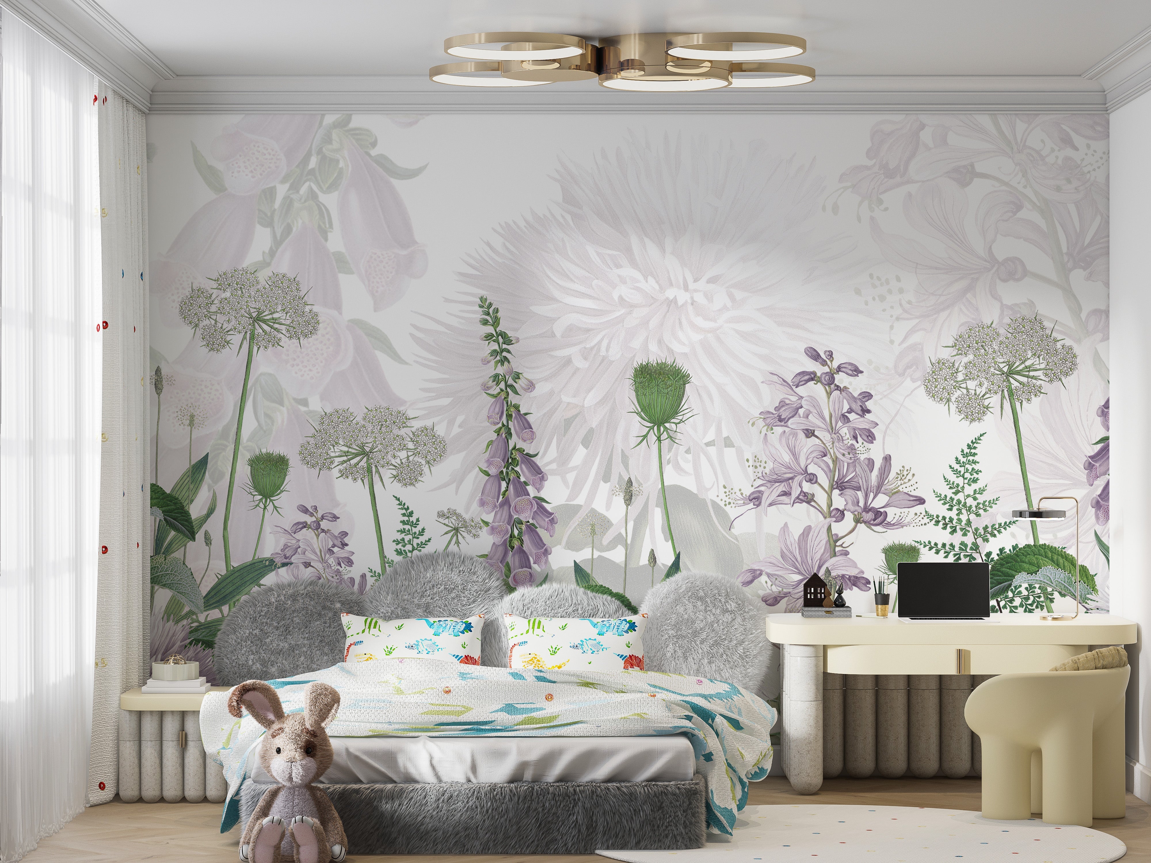 Foxglove Purple color Flowers wallpapers murals - Giffywalls