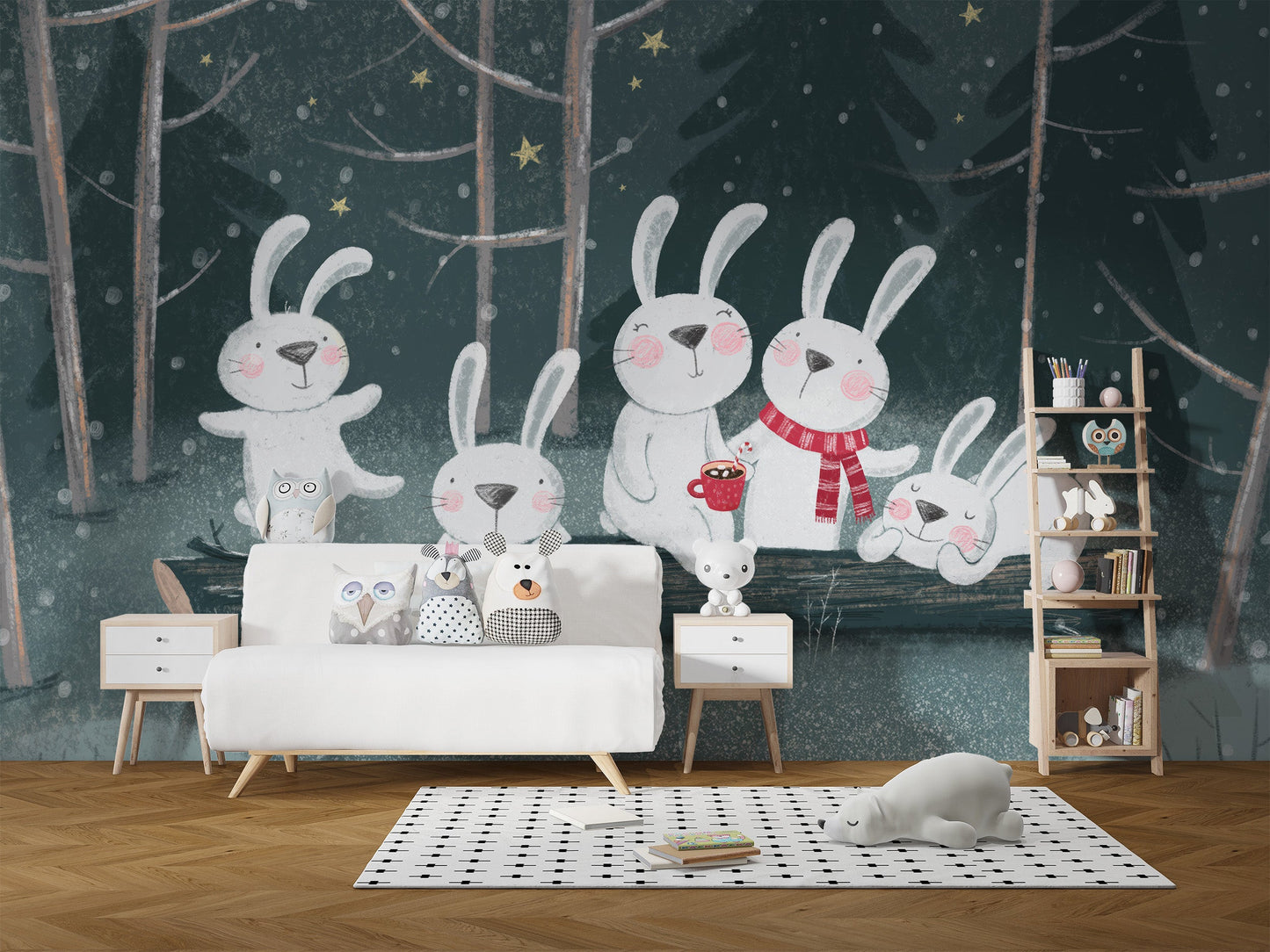 Bunnies Night Out Wall Mural - Giffywalls