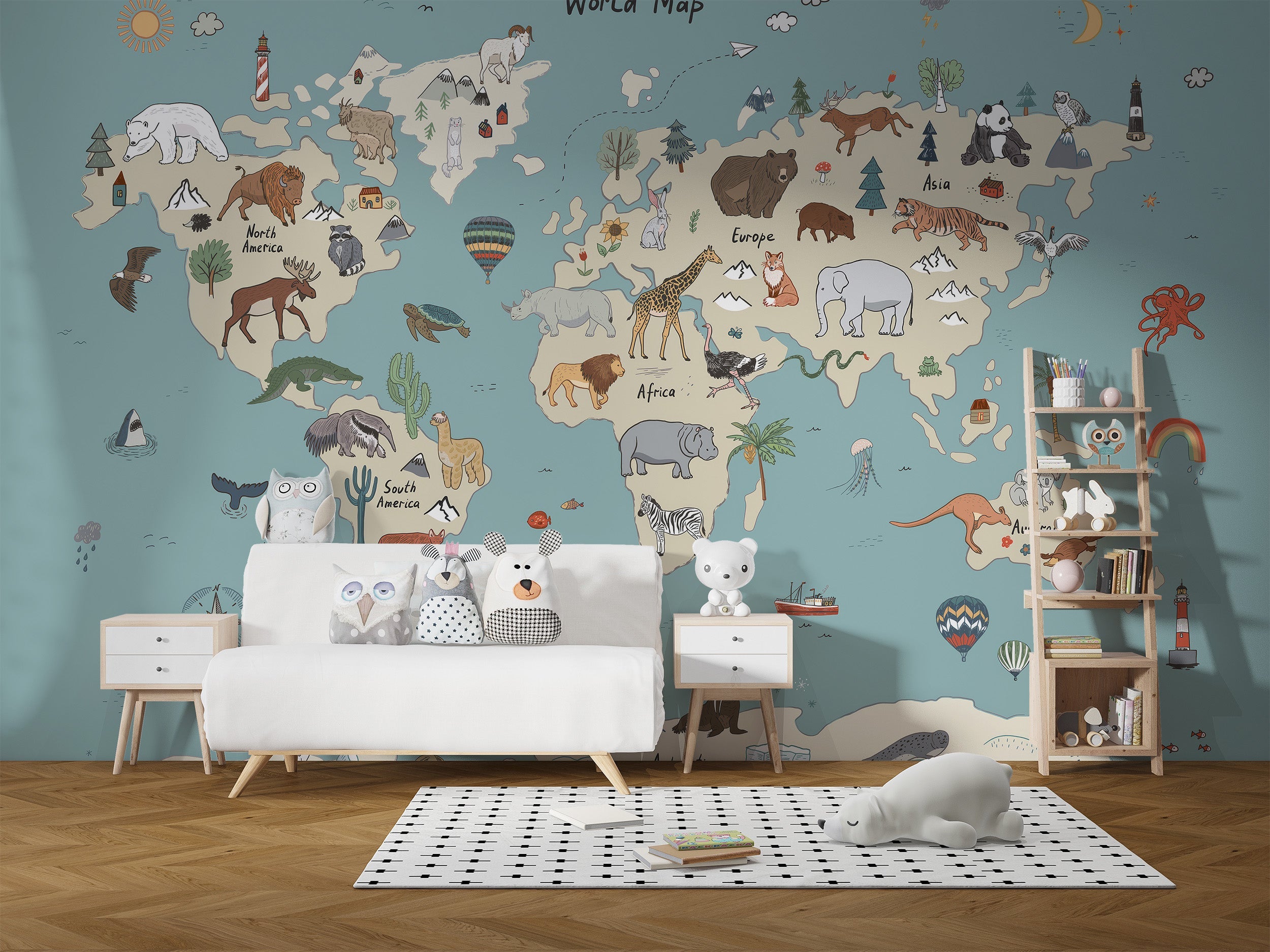 Animal Adventure Atlas Mural - Giffywalls