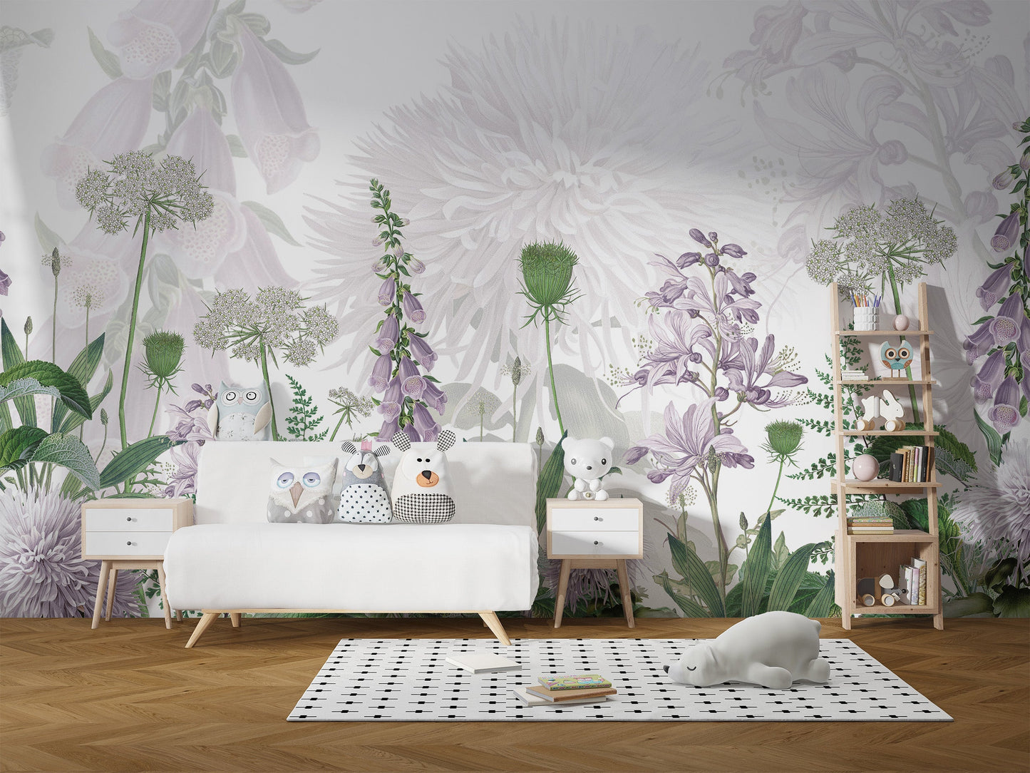 Foxglove Purple color Flowers wallpapers murals - Giffywalls