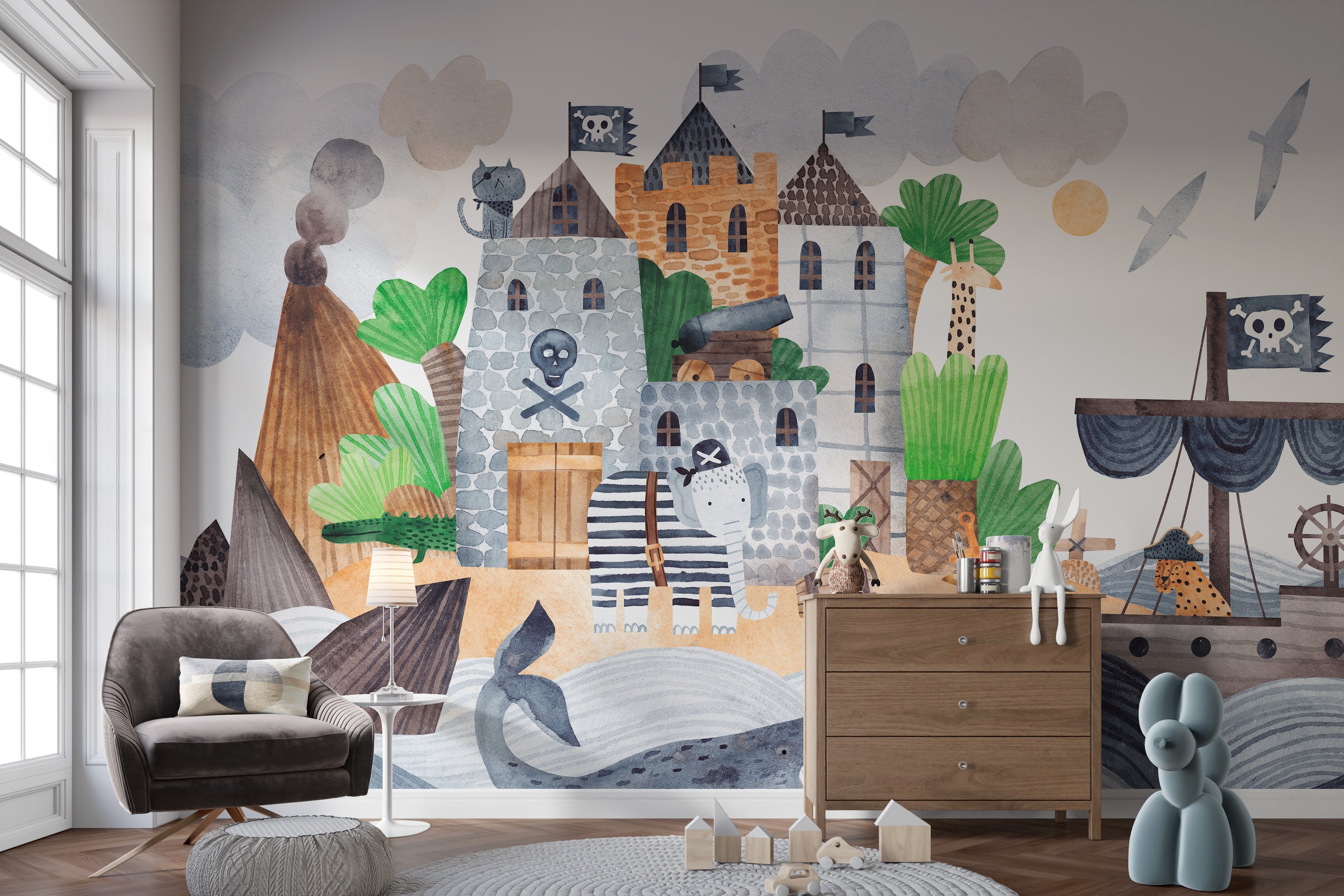 Pirate Fortress Wall Mural for Adventurous Themes - Giffywalls